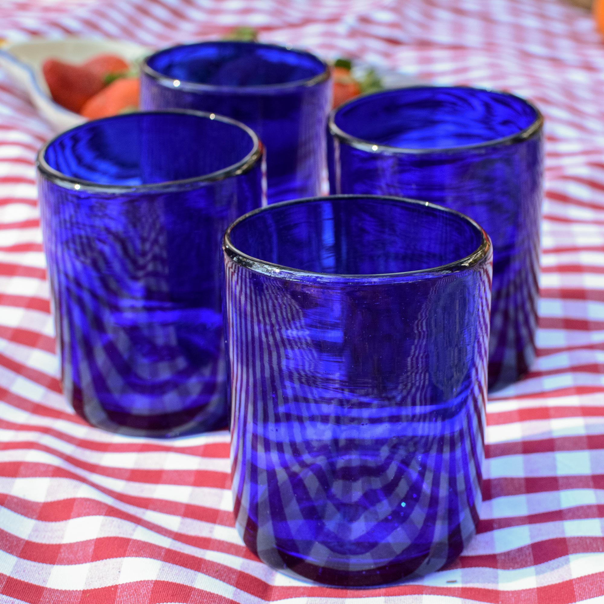 Premium Handblown Cobalt Blue Glass Tumblers - Set of 6 (Mexico)