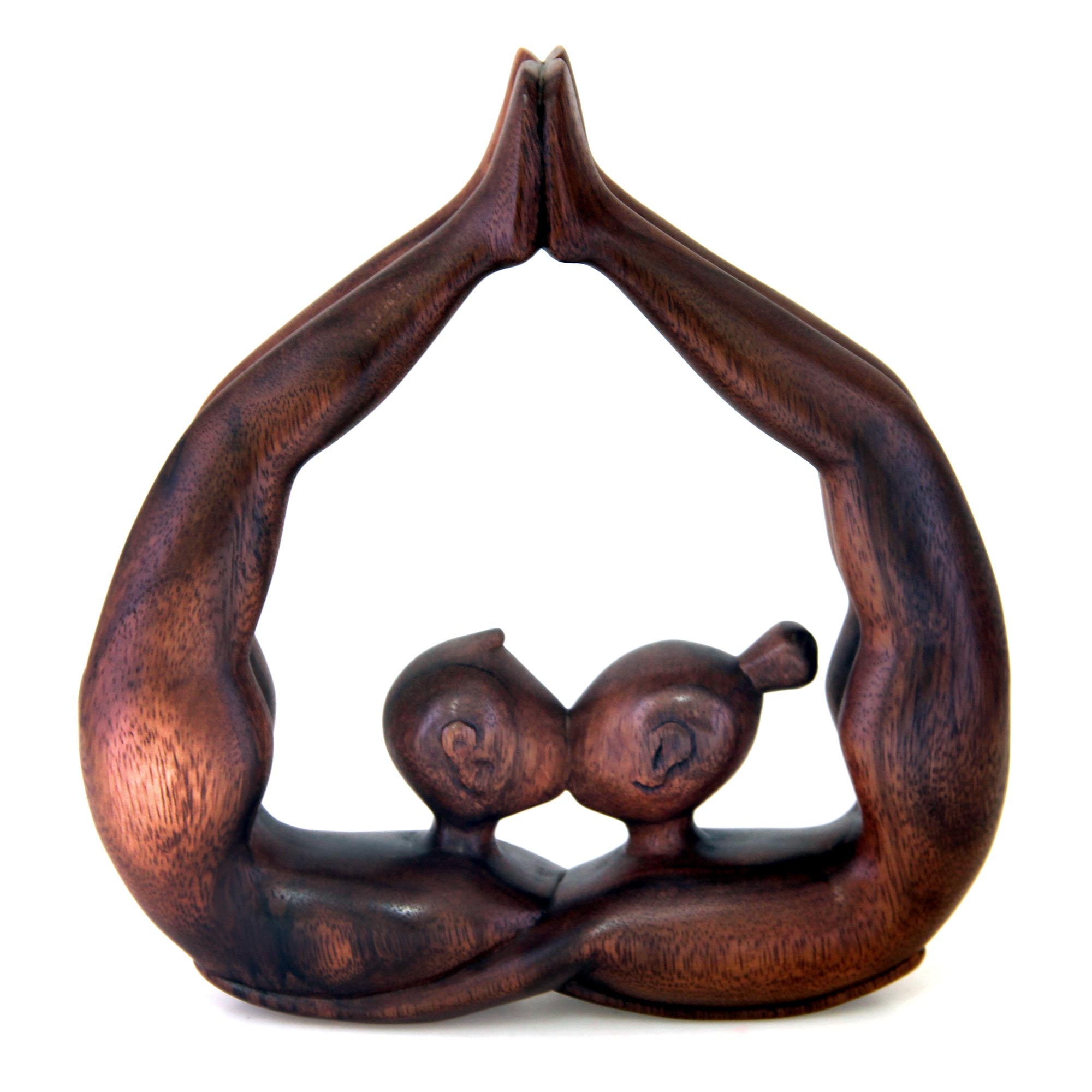 Premium Heart Kissing Suar Wood Sculpture - Handcrafted Romantic Art