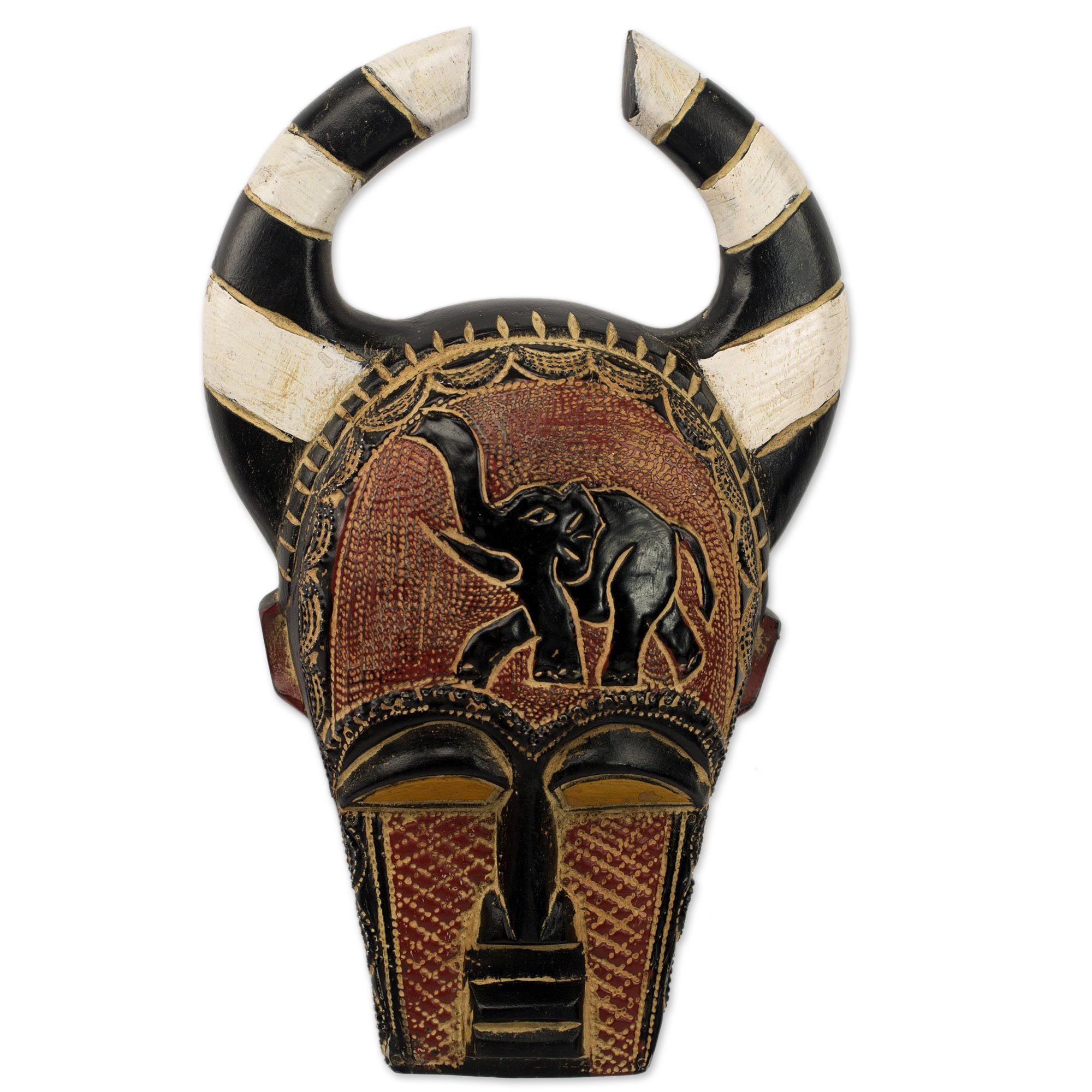 Premium Azubuike Artisan Wall Mask - Handcrafted Sese Wood & Brass from Ghana