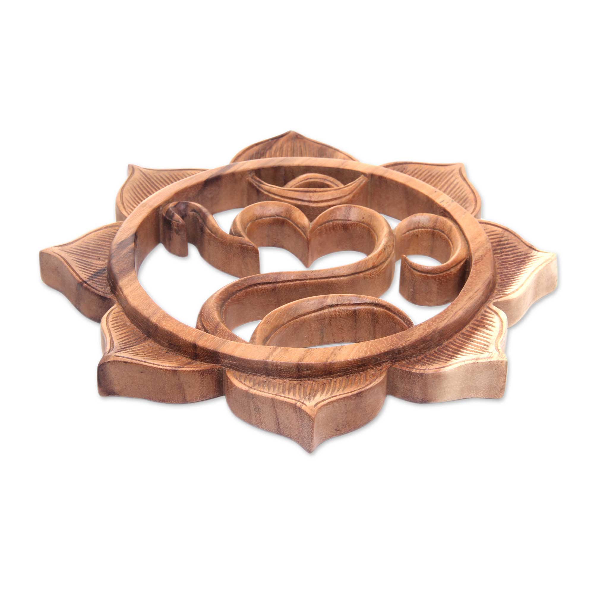 Premium Omkara Wood & Lotus Flower Wall Art – Handcrafted Spiritual Decor