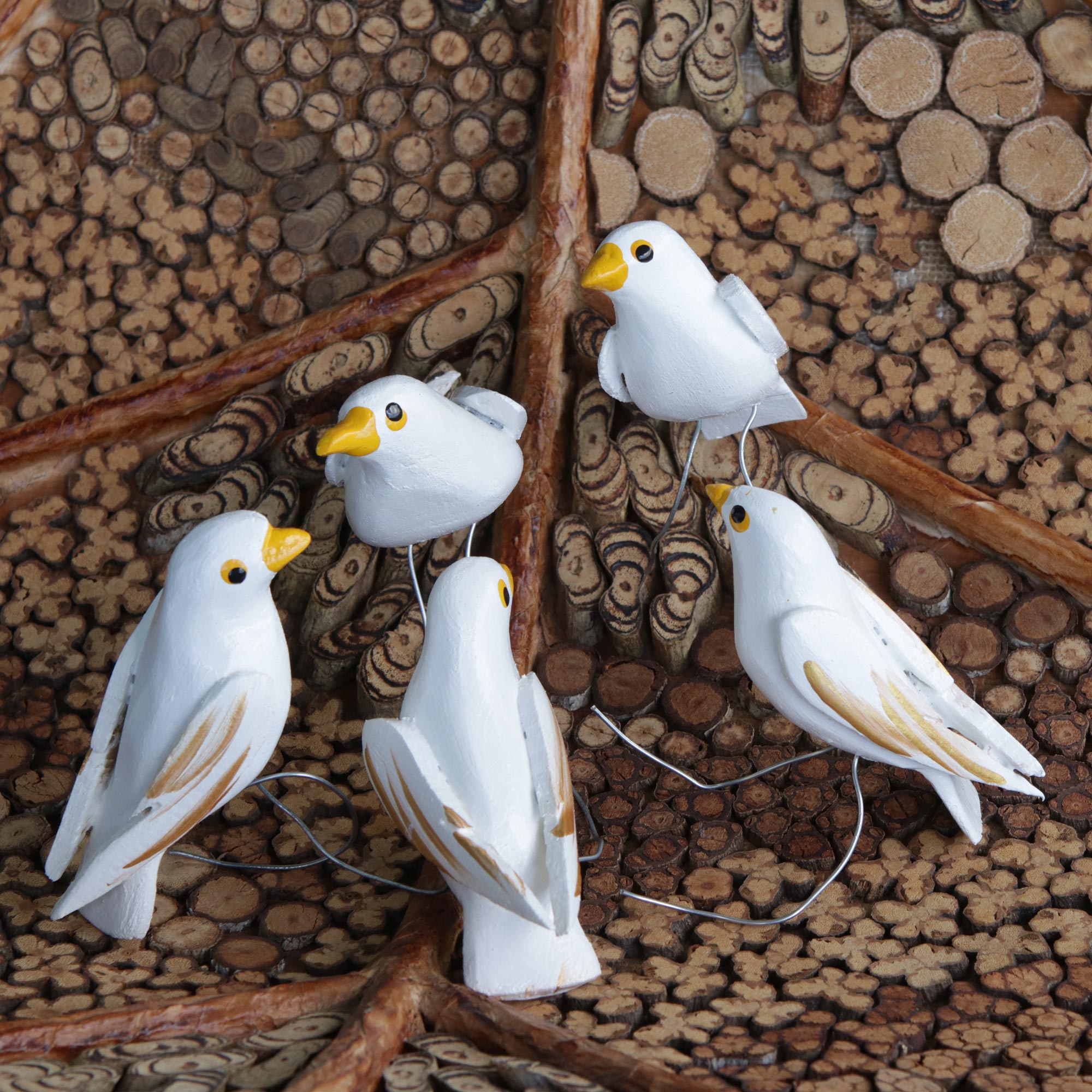 Premium White Wood Dove Ornaments - Set of 5 for Peaceful Holiday Decor