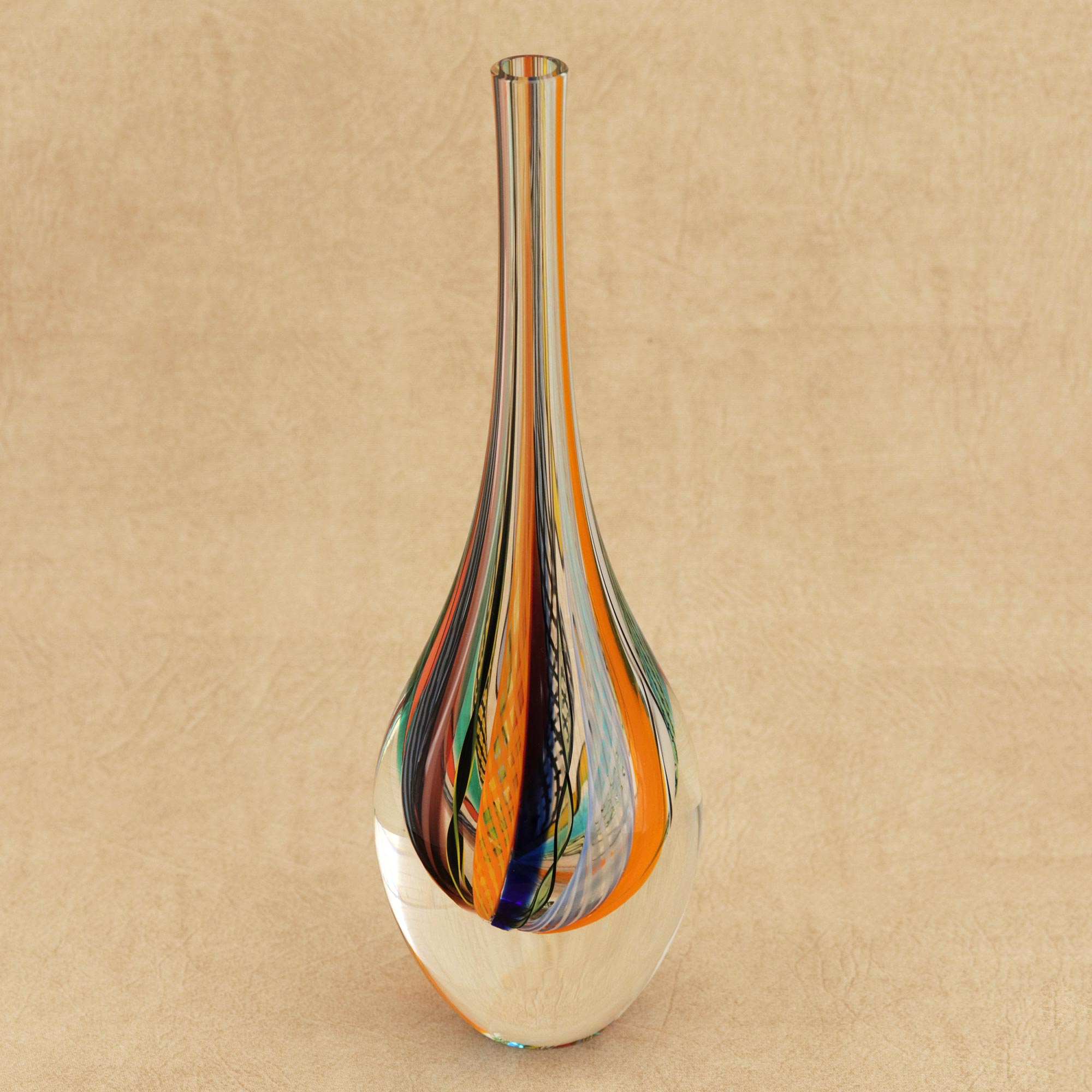 Premium Murano-Style Art Glass Vase - Color Cascade (11 Inch)
