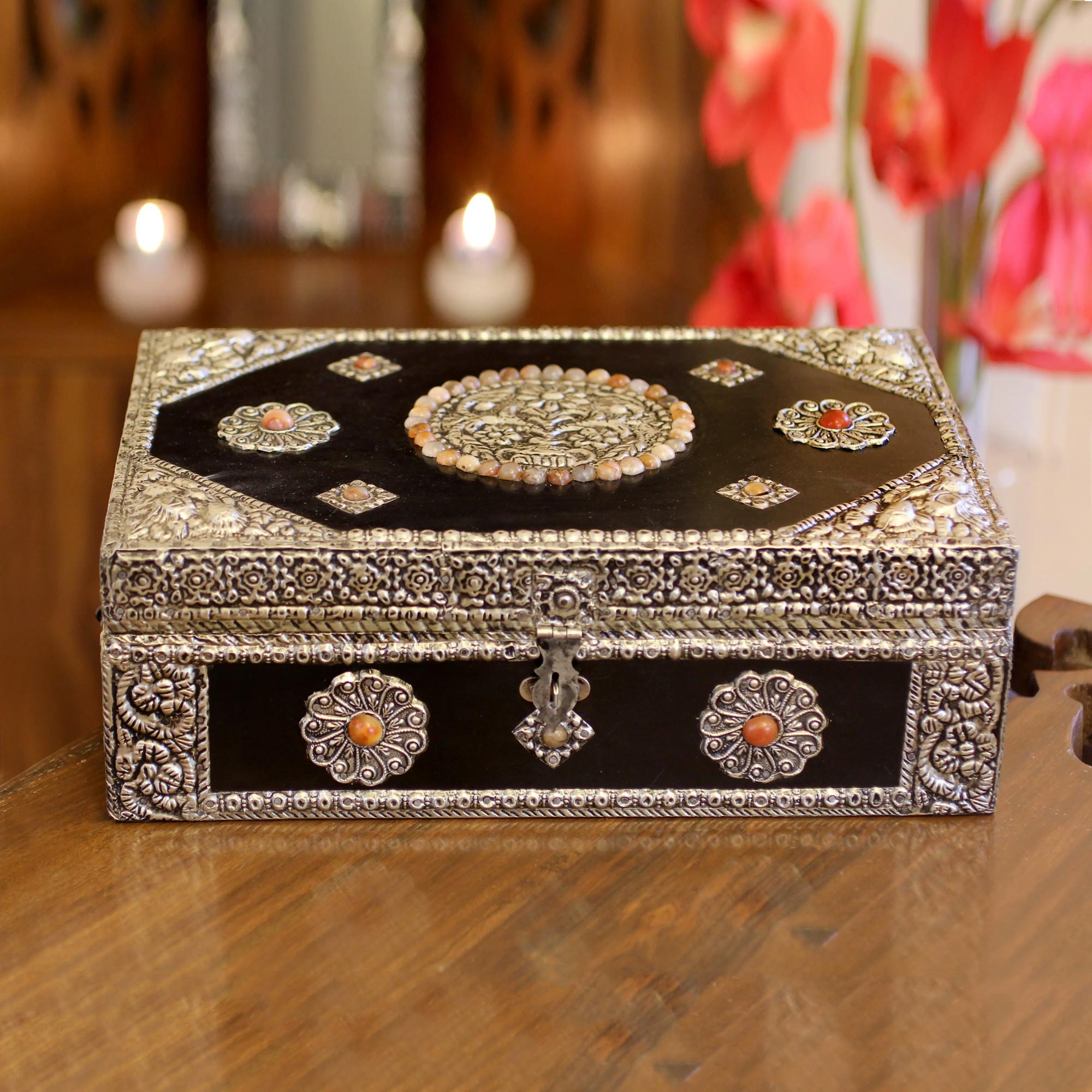 Premium Antique Sophistication Brass Jewelry Box with Velvet Interior