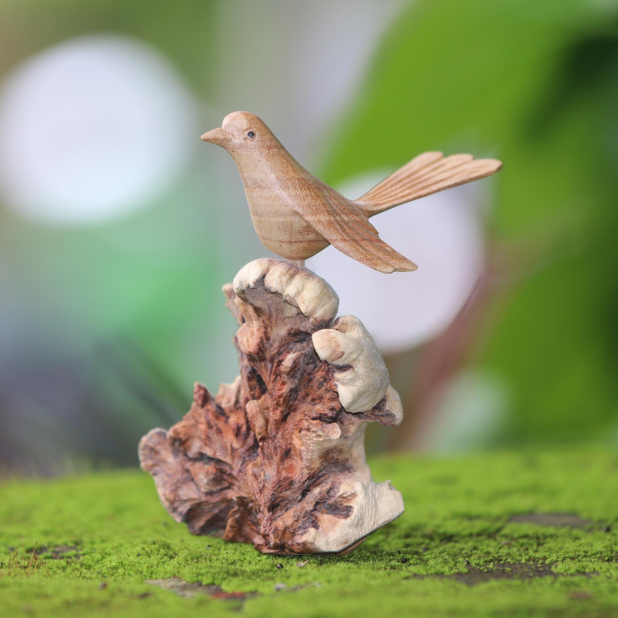 Premium Hand-Carved Canary Bird Sculpture - Unique Jempinis Wood Art