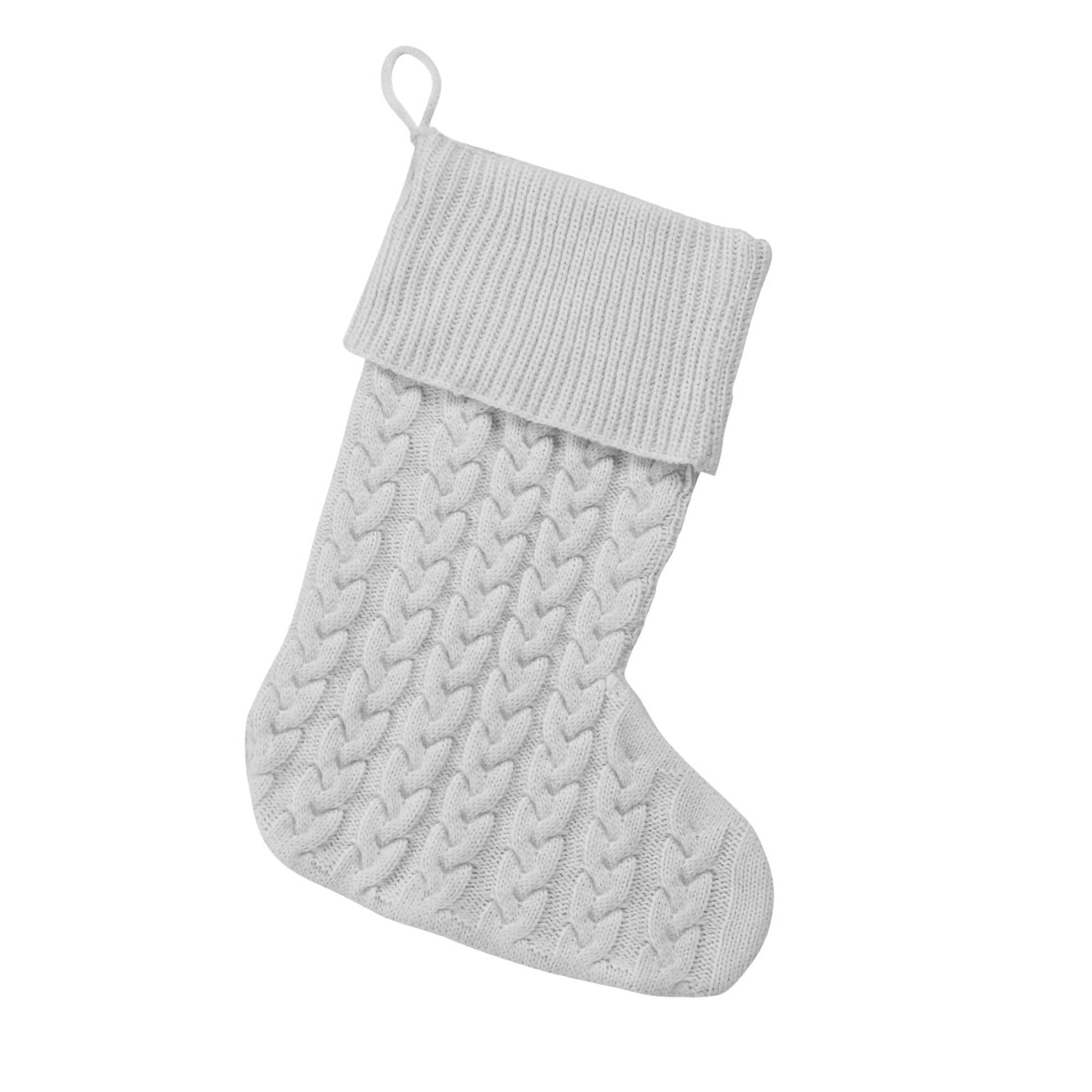 Premium Grey Cable Knit Holiday Stocking