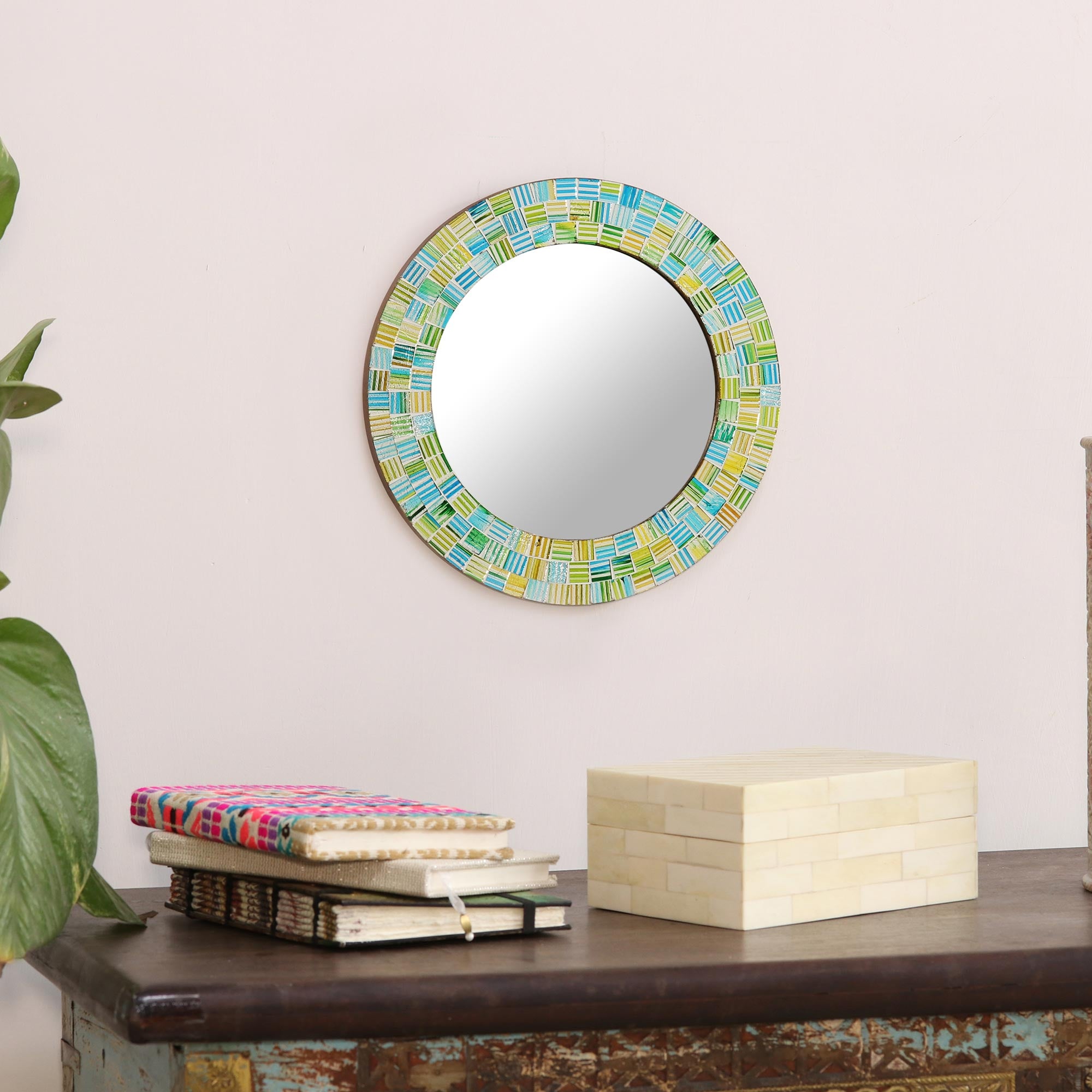 Premium Aqua Trellis Wall Mirror - Handcrafted Elegance