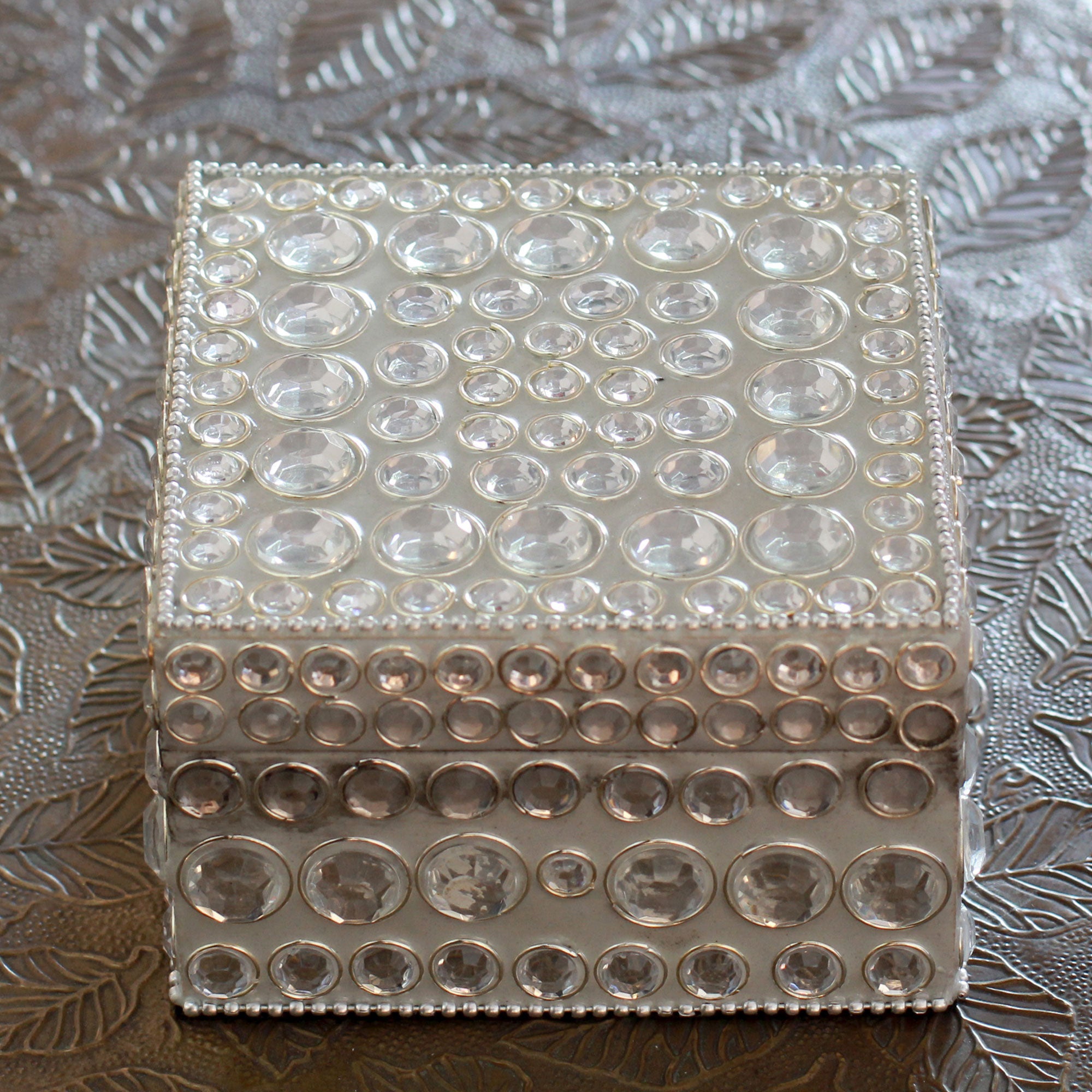Premium Silver Glitz Jeweled Treasure Box