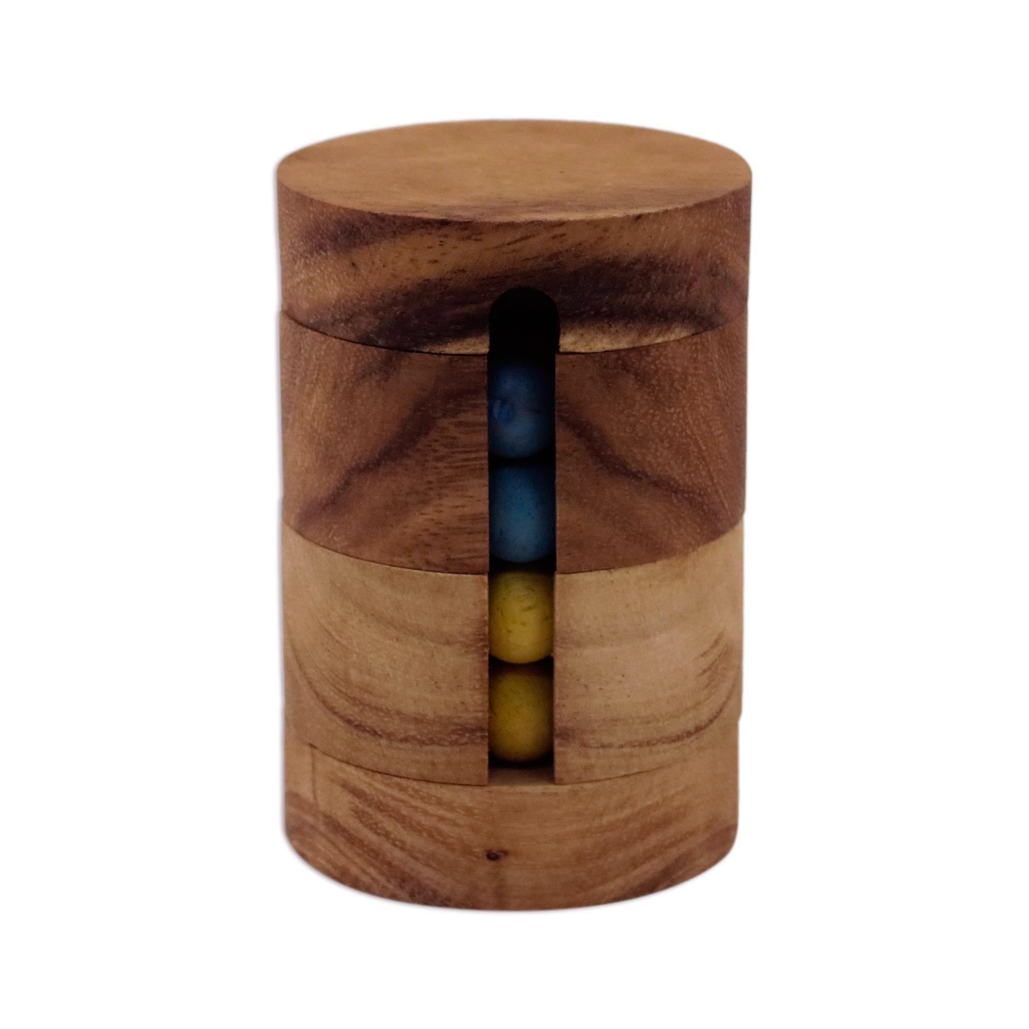 Premium Handcrafted Wooden Cylindrical Puzzle - Spin to Win Challenge by Waraporn Khamsuk