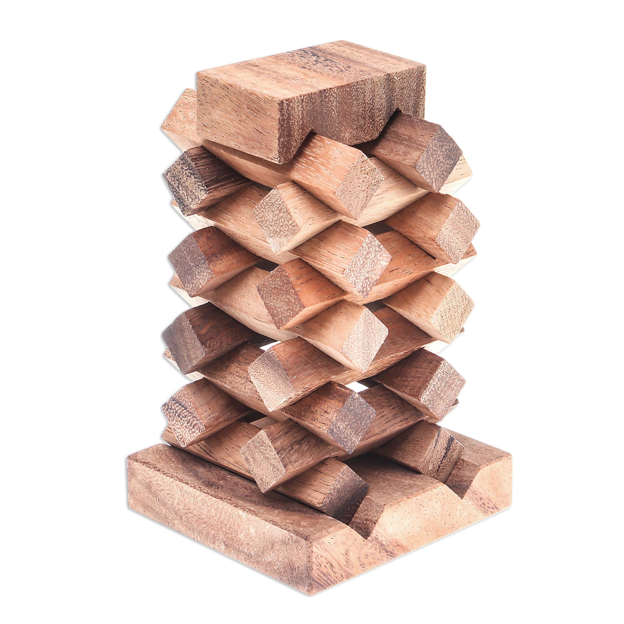 Premium 18-Piece Raintree Wood Tower of Pisa Puzzle – Handcrafted Artisan Masterpiece