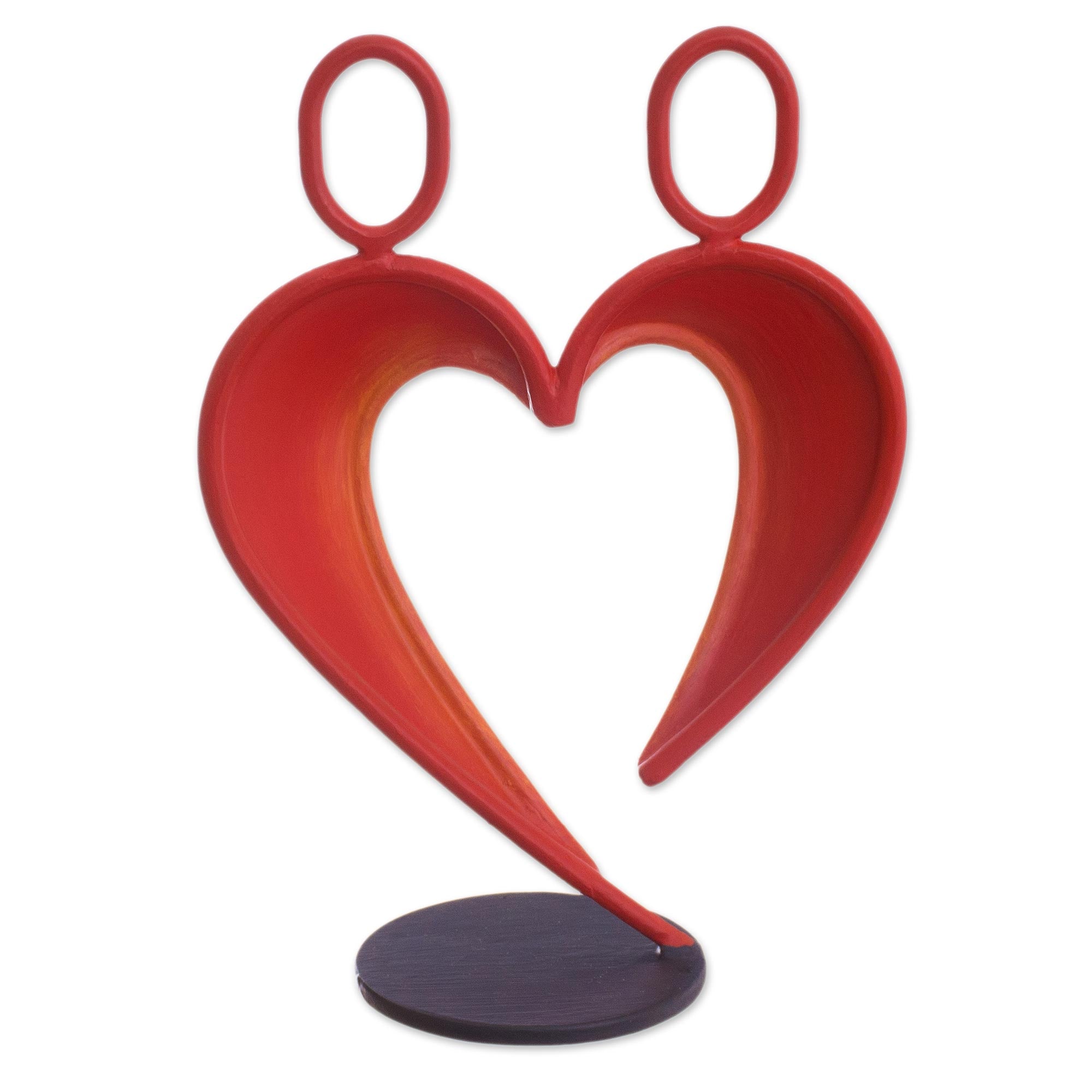 Premium Red Abstract Steel Heart Sculpture - Handcrafted Romantic Art from Peru