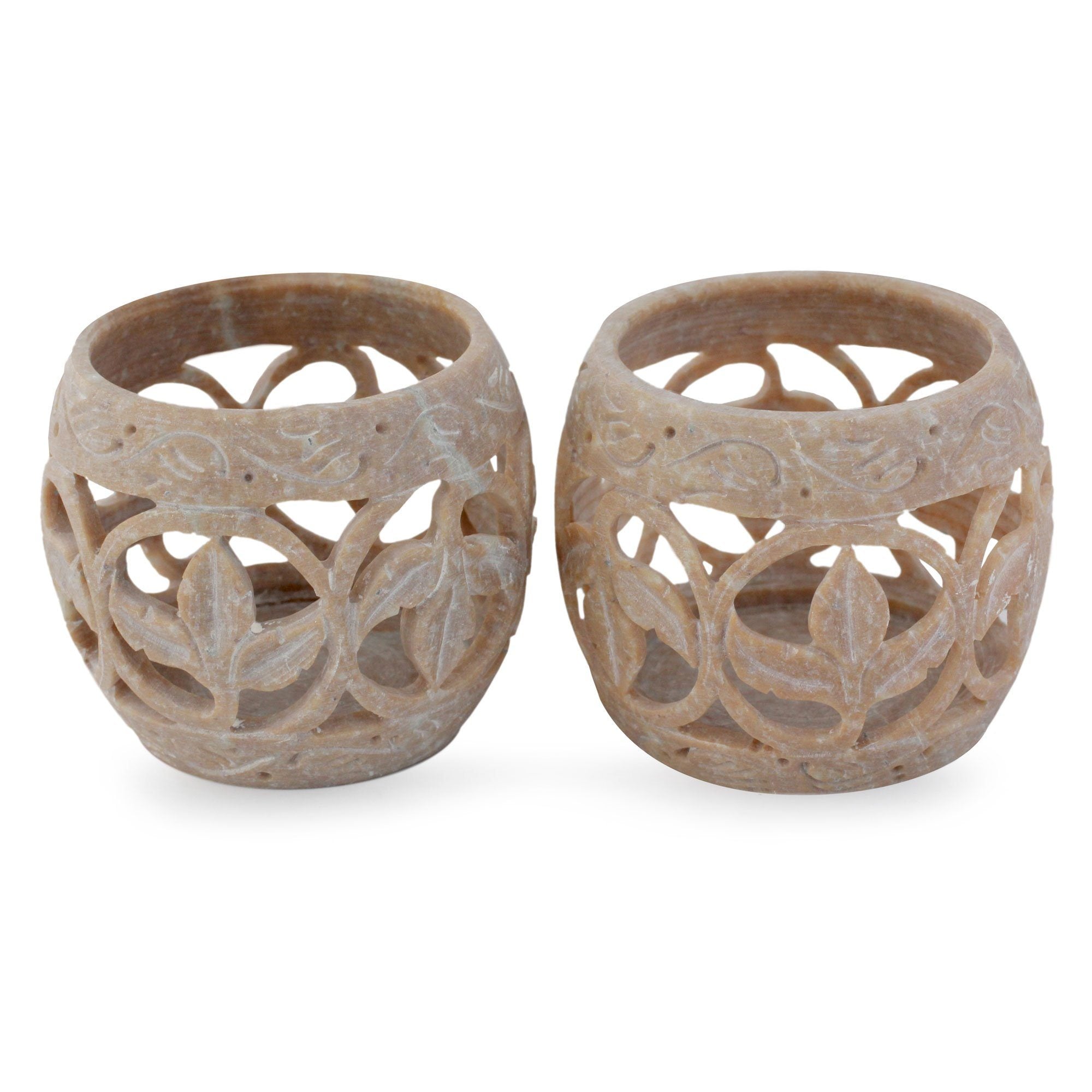 Premium Fig Leaf Soapstone Candle Holder Set - Ultimate Home Decor Upgrade