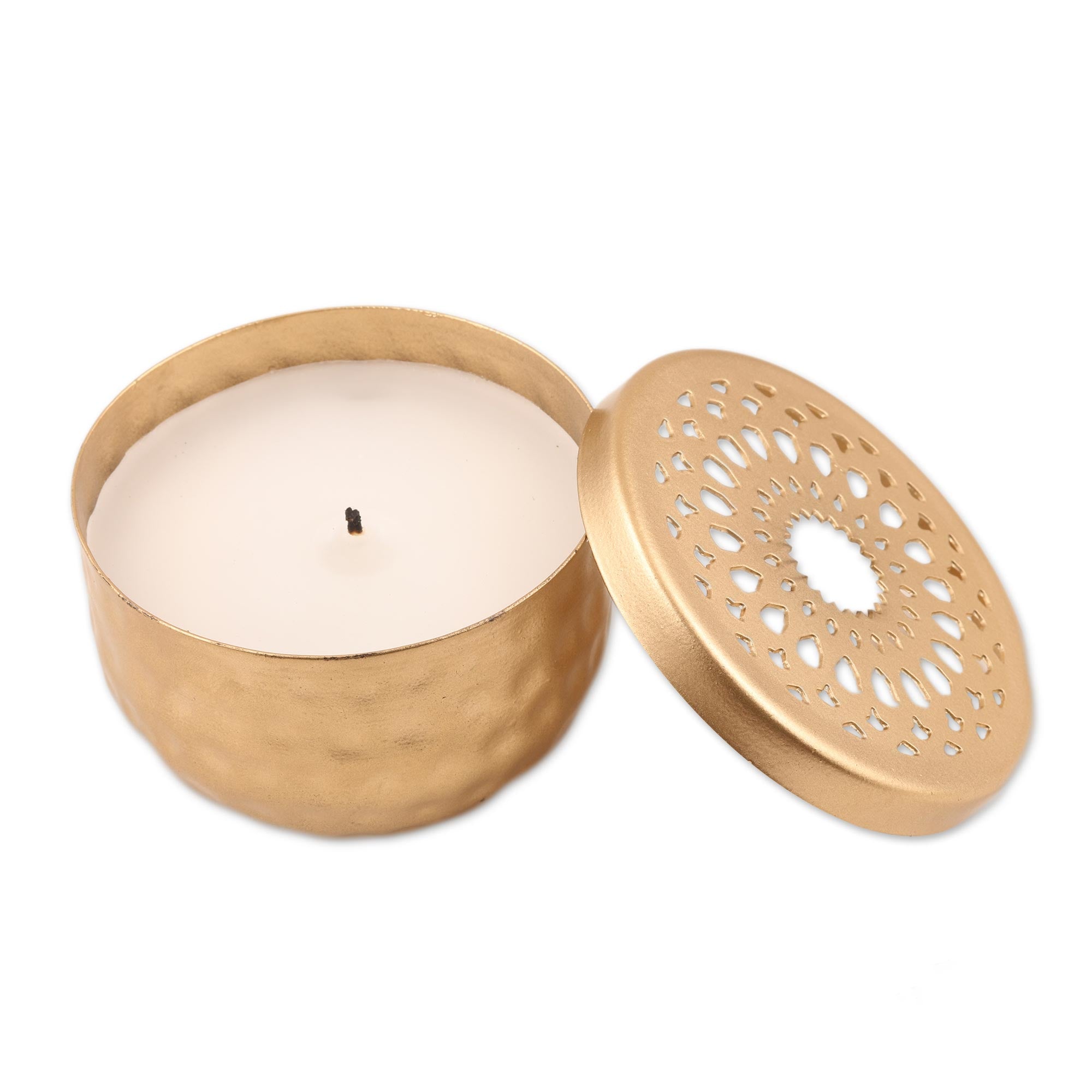 Premium Golden Steel Tealight Candleholder with Elegant Jali Cutouts