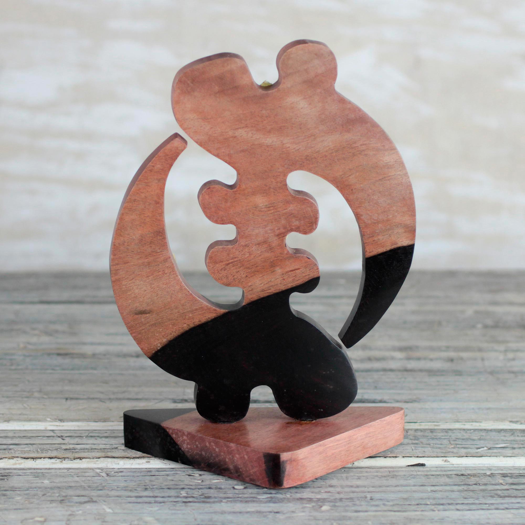 Premium Gye Nyame Ebony Wood Sculpture - Handcrafted Adinkra Statuette from Ghana