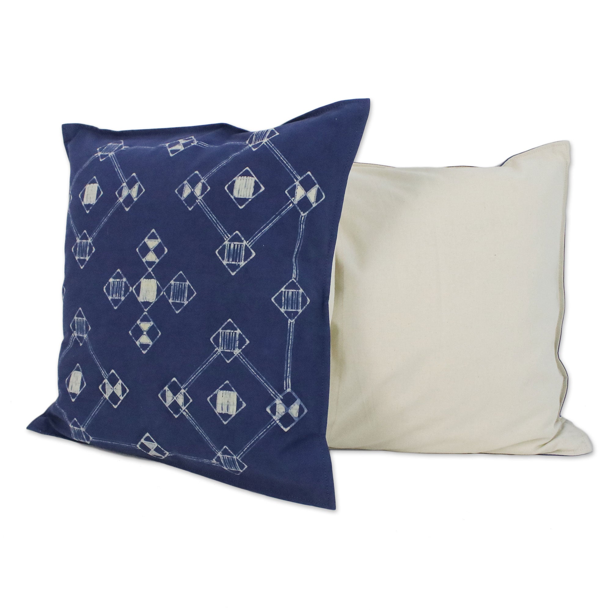 Premium Geometric Mood Batik Cotton Cushion Covers - Handcrafted Pair