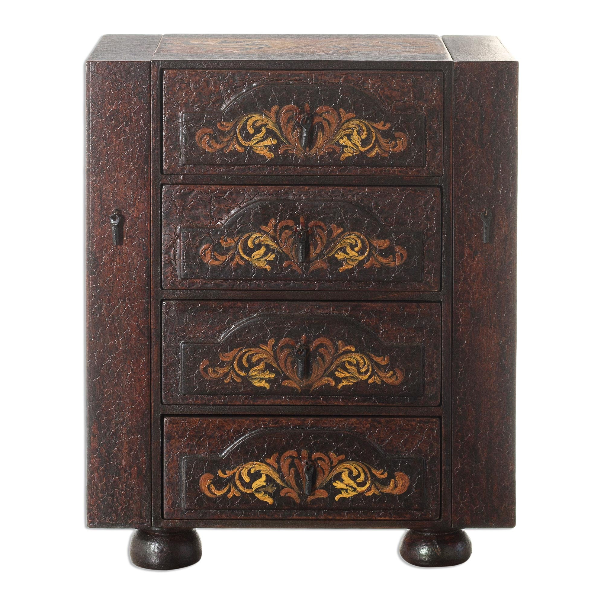 Premium Royal Heritage Hand-Painted Cedar Jewelry Box - Peruvian Artisan Crafted