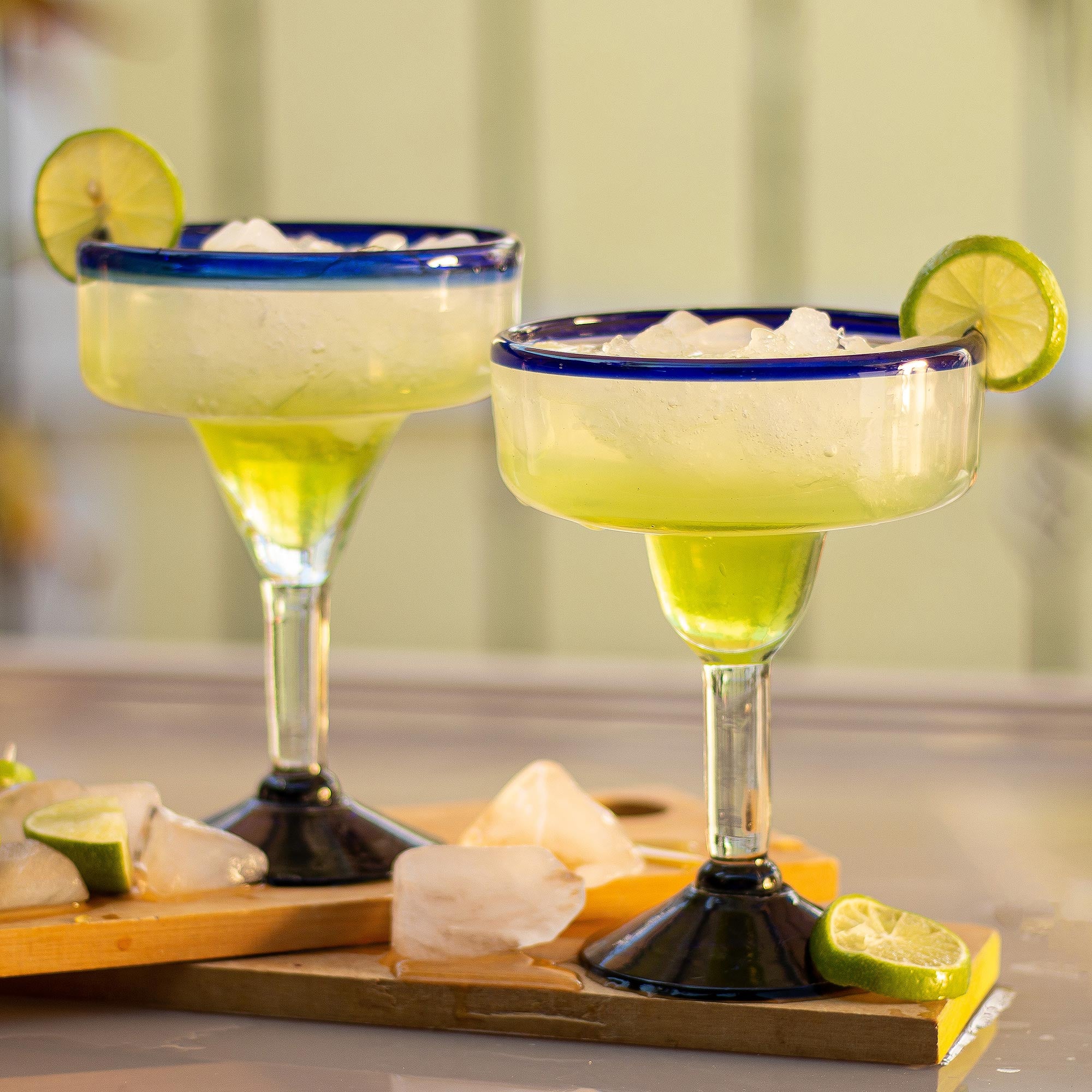 Premium Cobalt Blue Eco-Friendly Hand Blown Margarita Glasses - Set of 6