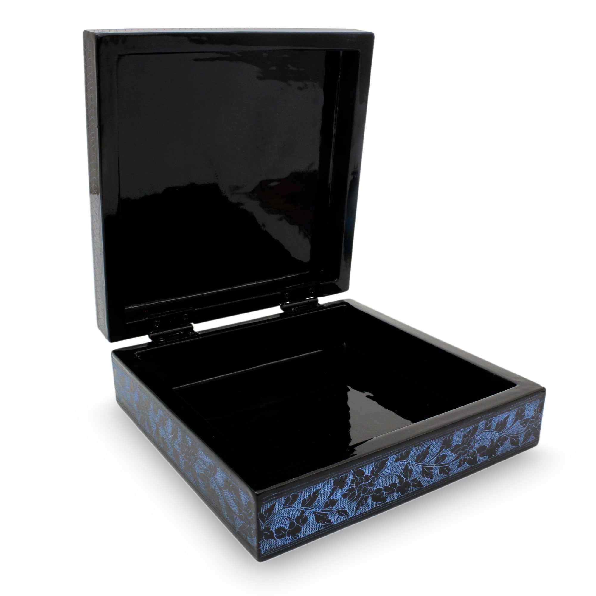 Premium Thai Floral Lacquered Wood Decorative Box - Handcrafted Artistry