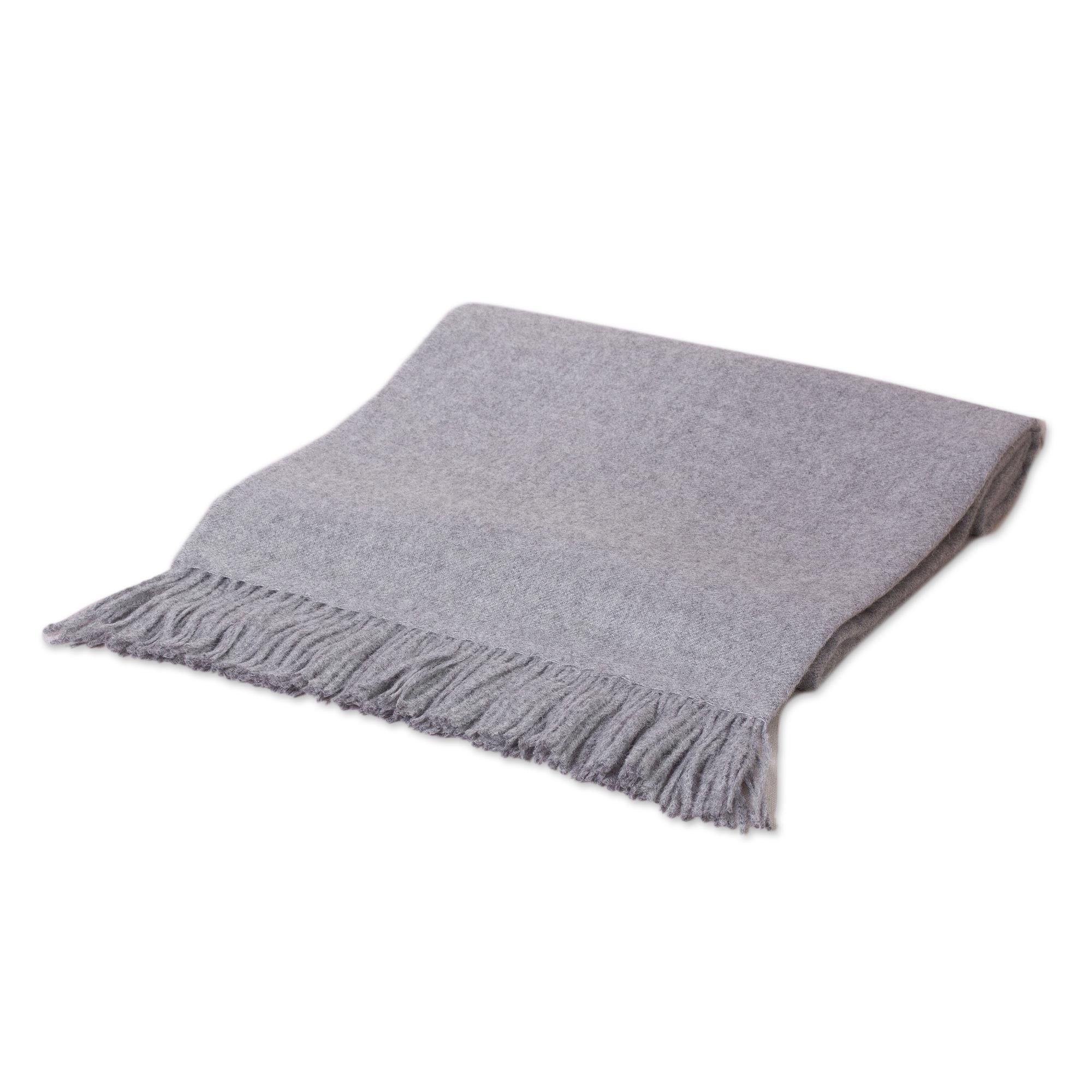 Premium Ultra-Soft Alpaca Wool Throw Blanket - Light Gray