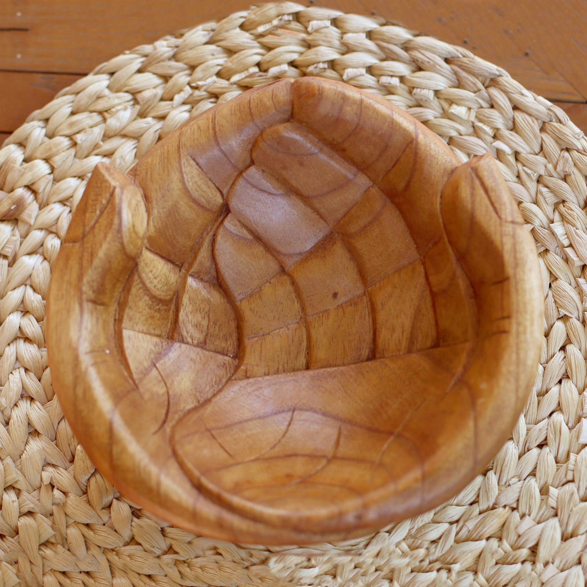Premium Hand-Carved Suar Wood Catchall - Welcoming Hands Design