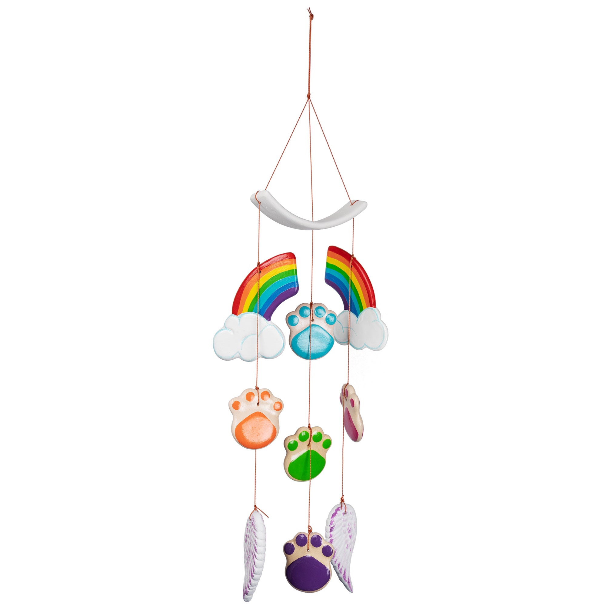 Premium Rainbow Bridge Memorial Wind Chime with Paw Print Design