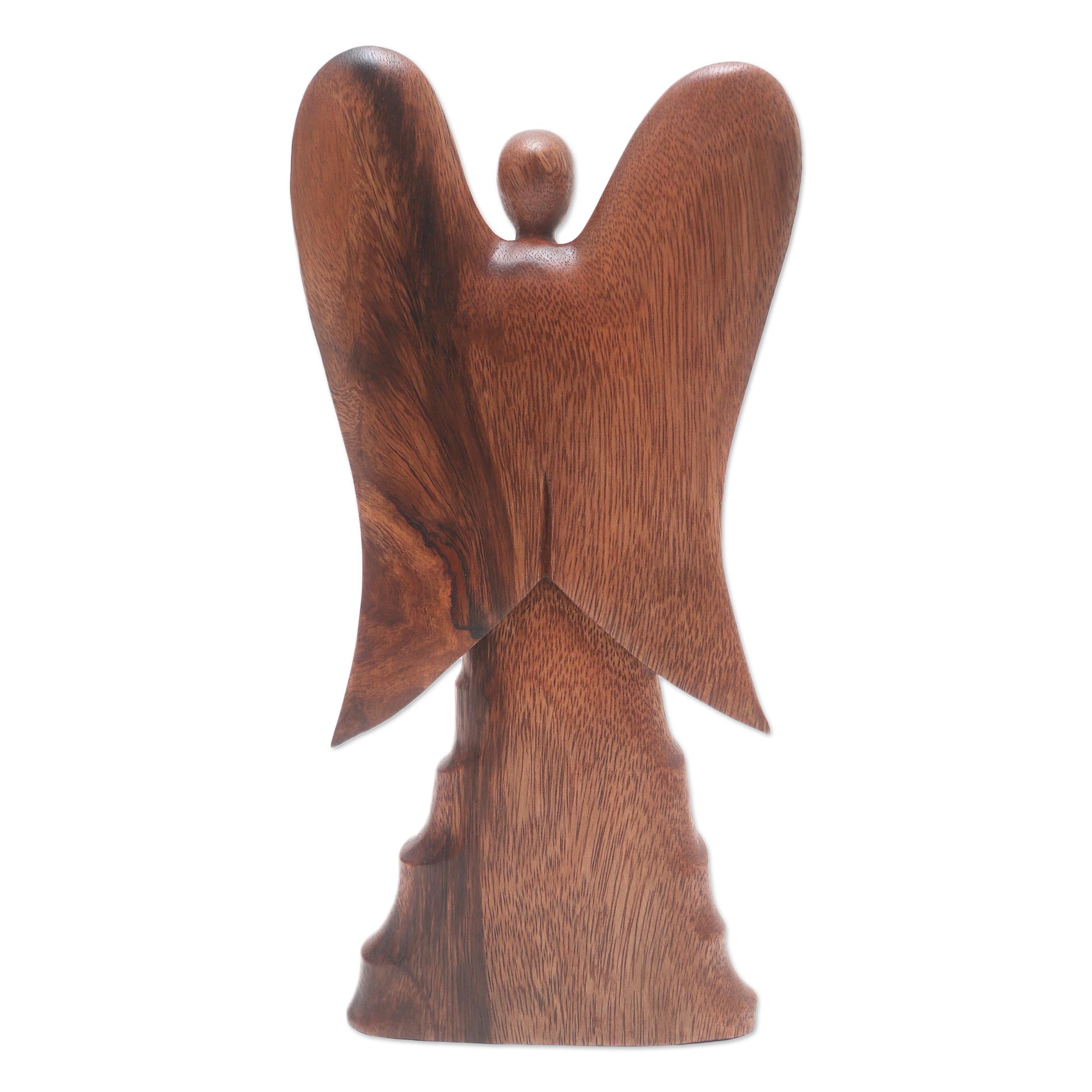 Premium Hand-Carved Suar Wood Angel Statuette by Nyoman Sudiana