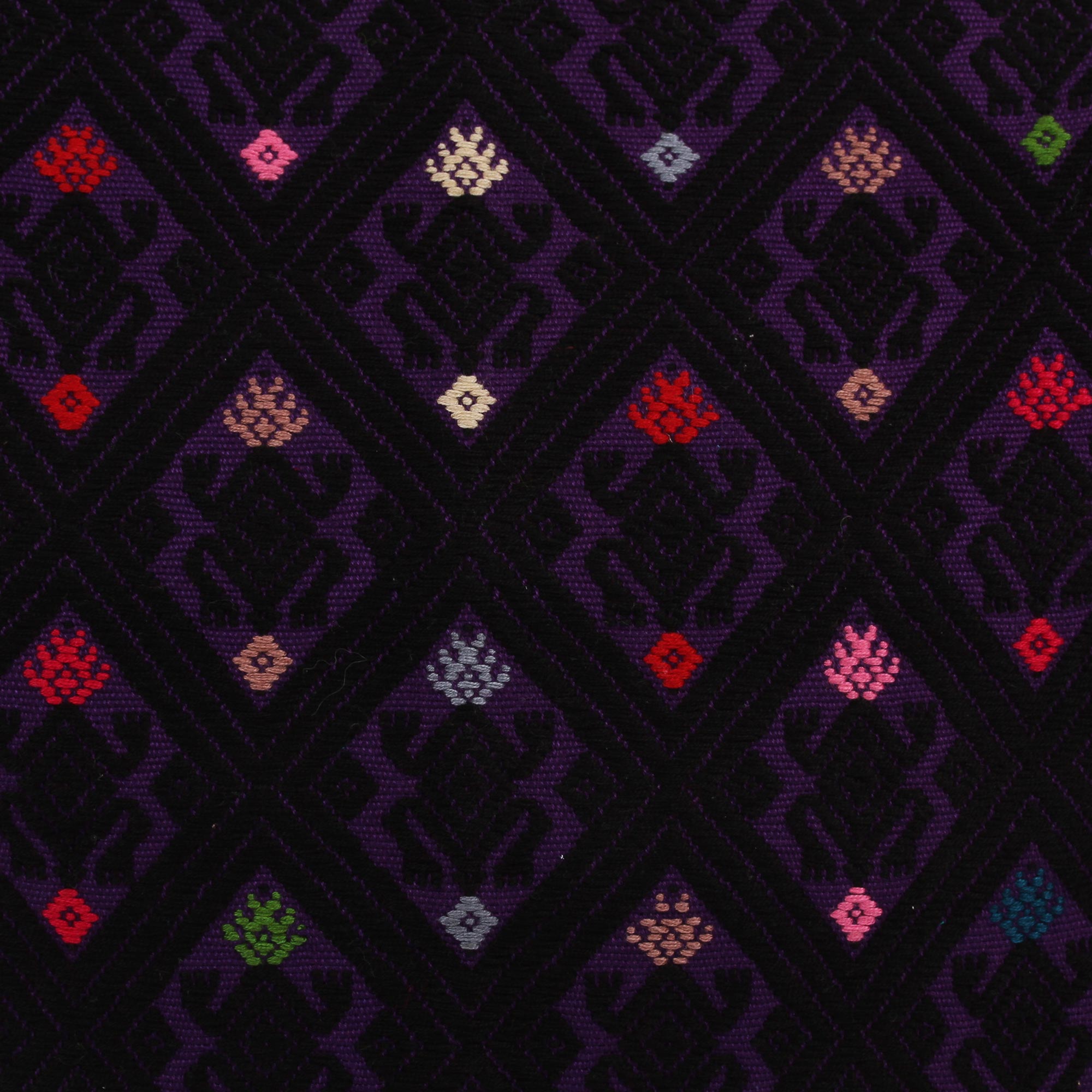Premium Handwoven Geometric Cotton Cushion Cover - Purple & Black | Artisan Crafted from Mexico