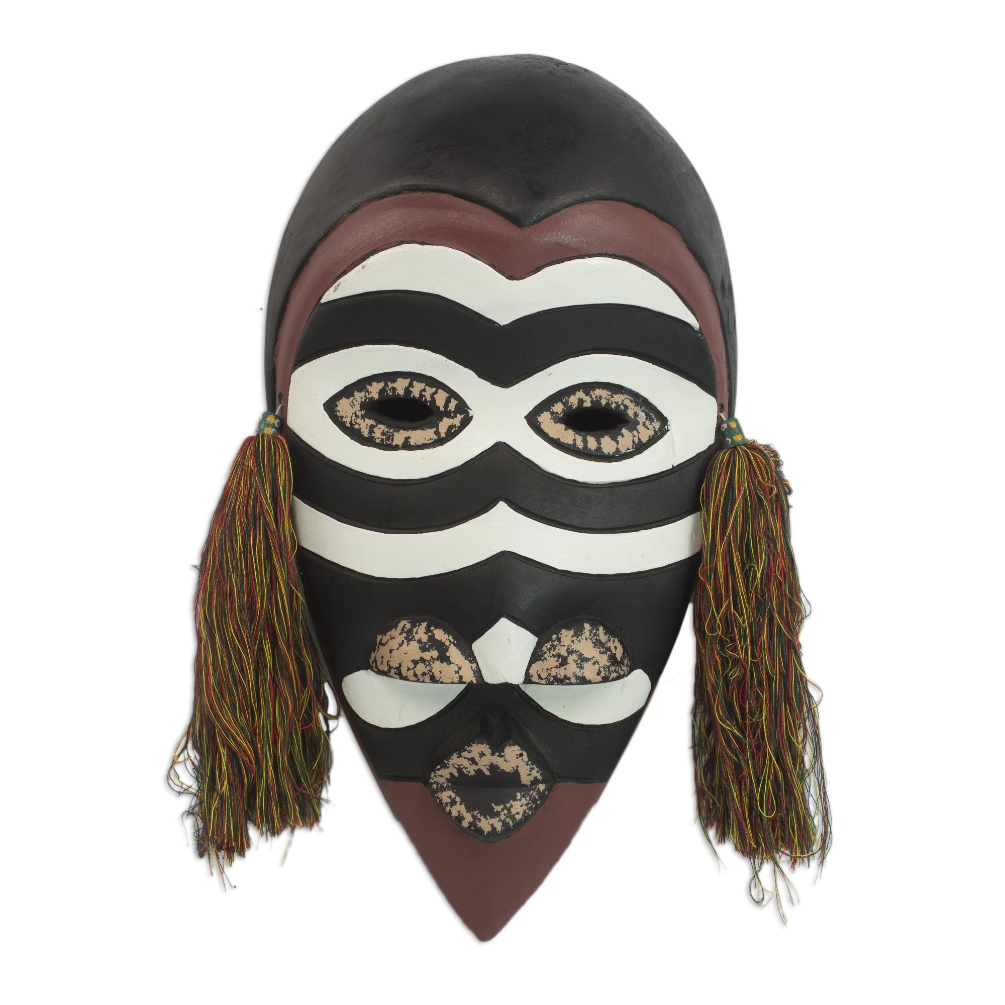 Premium African Zebra Monkey Wood Mask - Handcrafted Art Piece