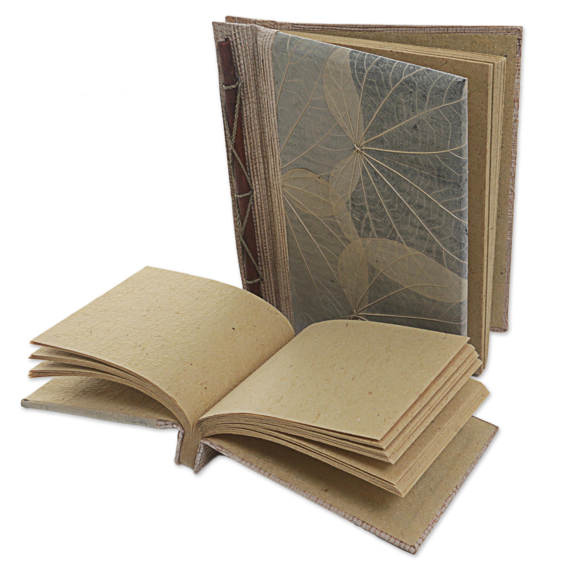 Premium Handcrafted Autumn Spirit Rice Paper Notebooks - Grey Duo from Indonesia