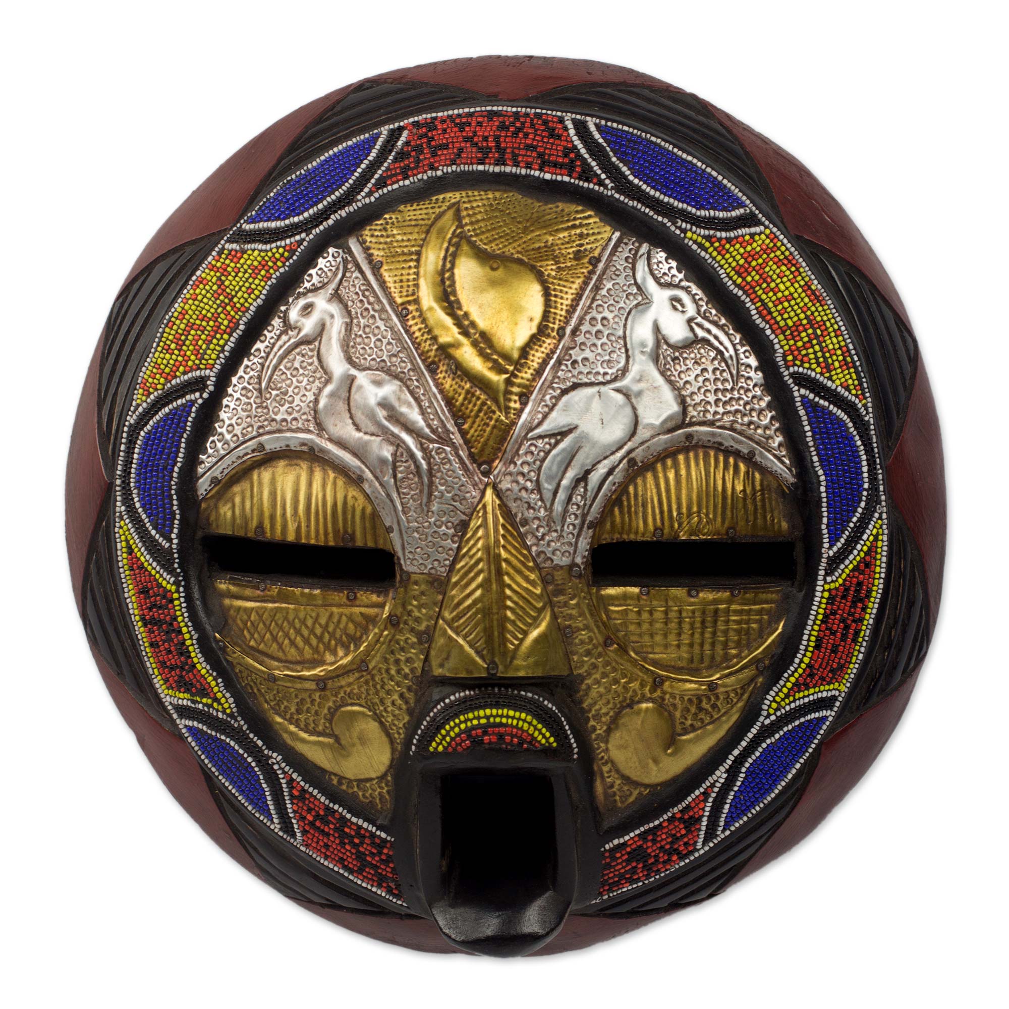 Premium Handcrafted African Wall Mask – Promise of Prosperity with Brass & Bead Accents