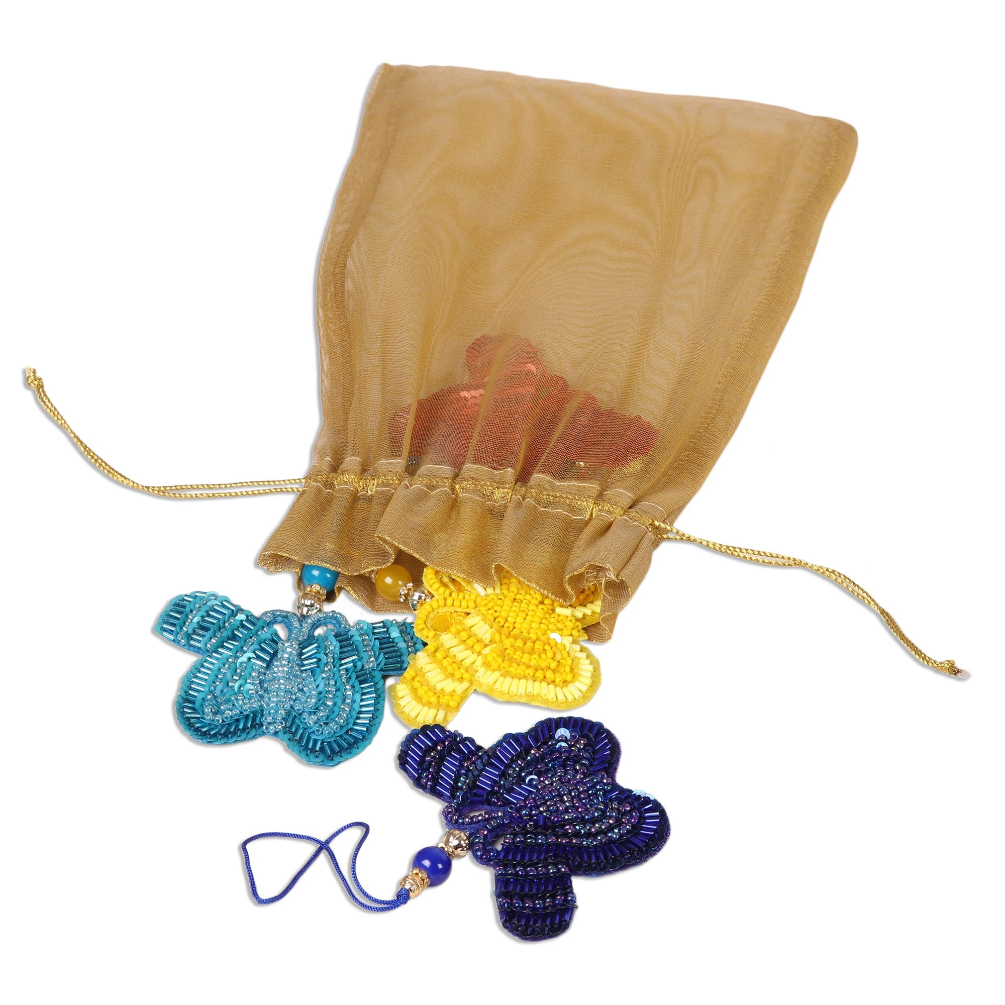 Premium Handcrafted Glass Beaded Butterfly Ornaments – Set of 4 (India)