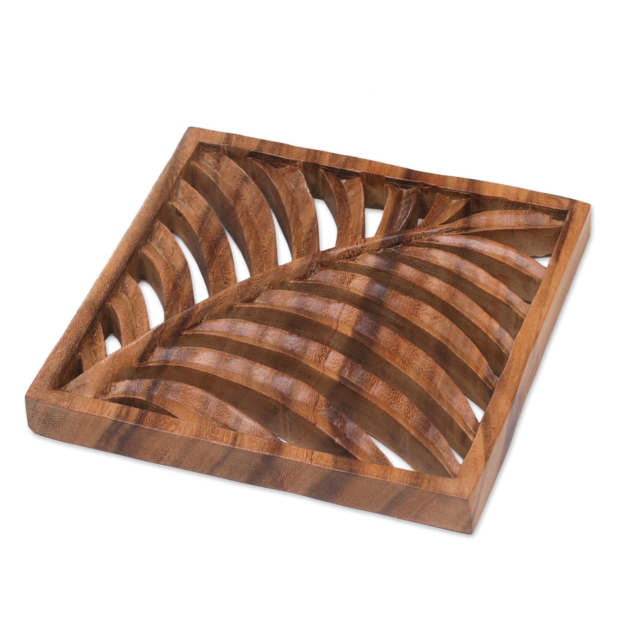 Premium Tropical Vibes Hand-Carved Suar Wood Wall Art Panel
