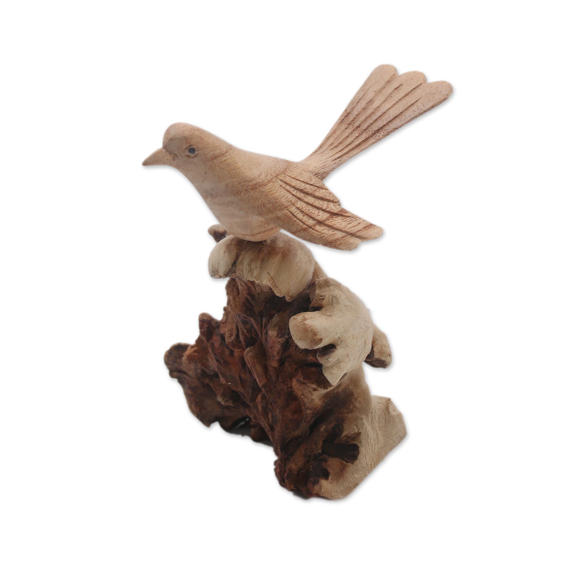 Premium Hand-Carved Canary Bird Sculpture - Unique Jempinis Wood Art