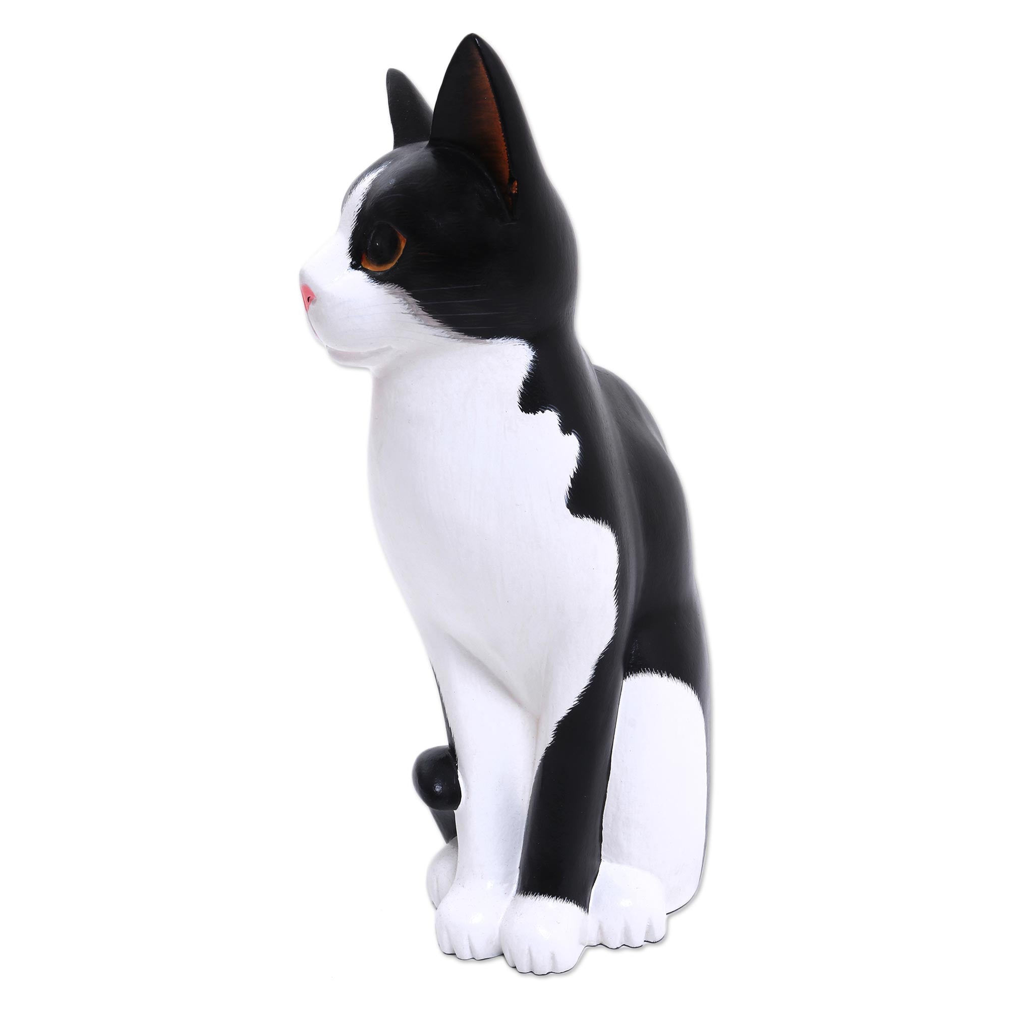 Premium Handcrafted Albesia Wood Cat Sculpture by Nengah Sudarsana