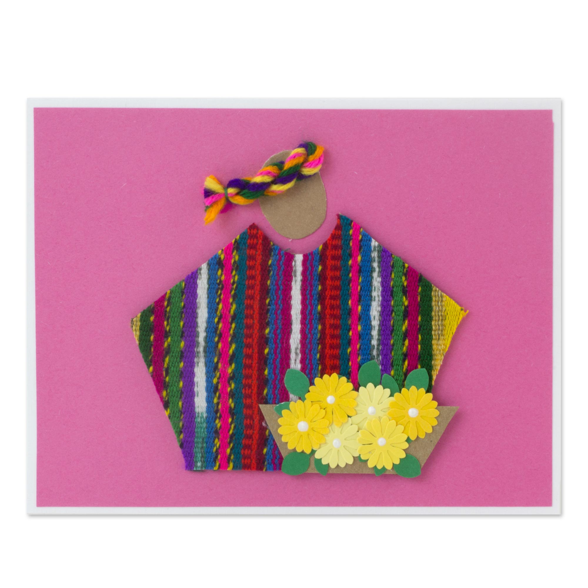 Premium Pink Maya Greeting Cards with Handwoven Insets – Set of 4