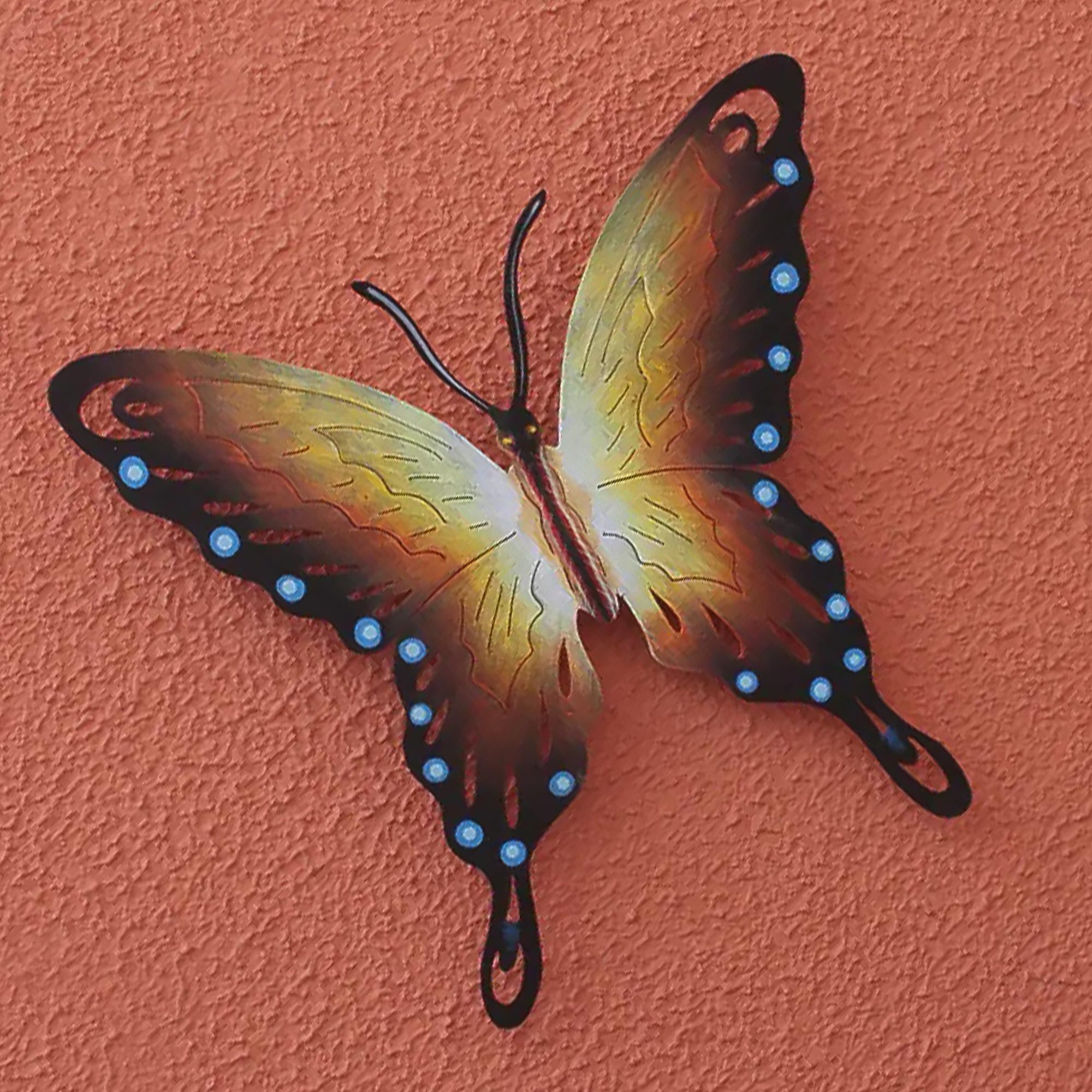 Premium Handcrafted Orange Butterfly Steel Wall Sculpture - Soul of Happiness