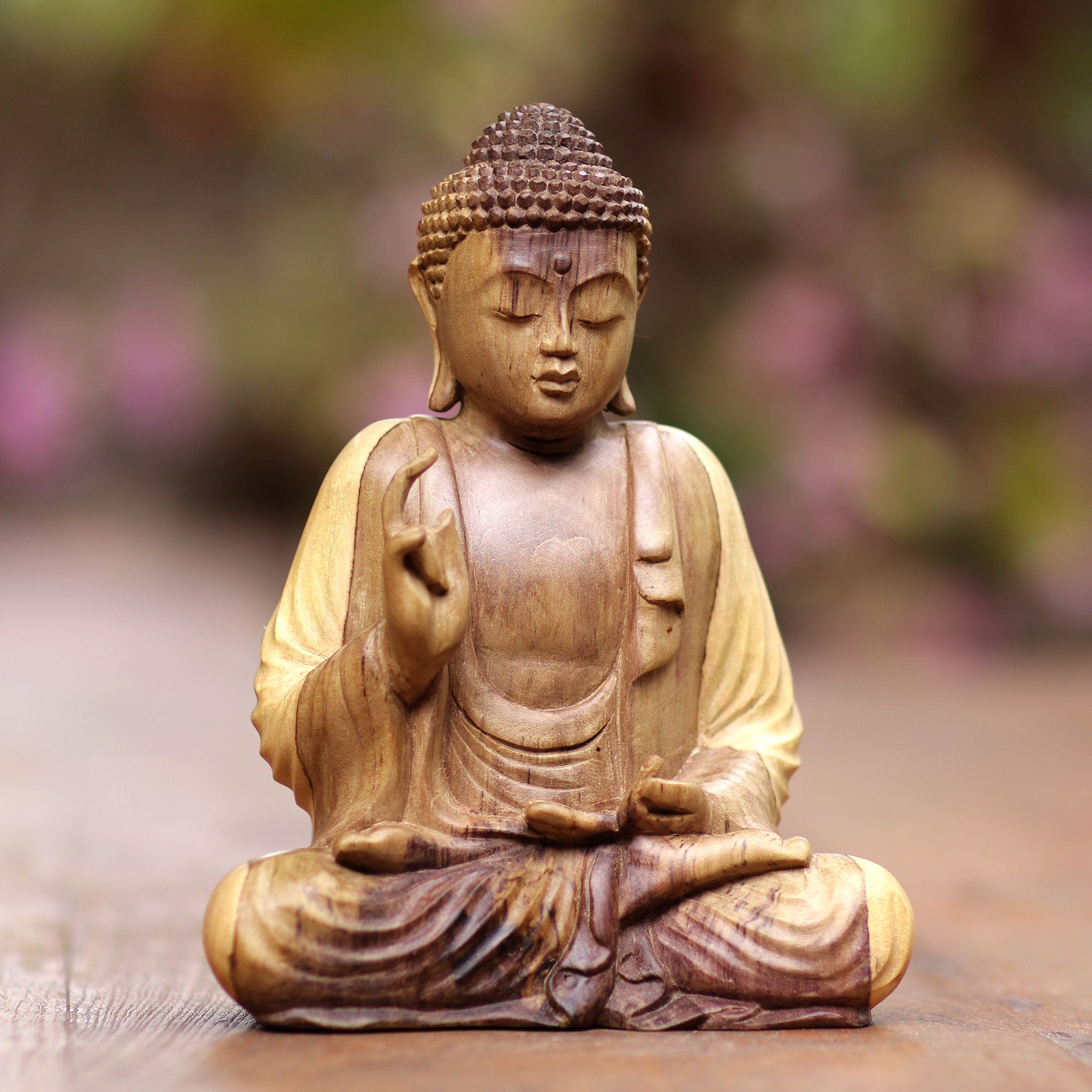 Premium Hand-Carved Hibiscus Wood Buddha Sculpture - 'Semedi' from Indonesia
