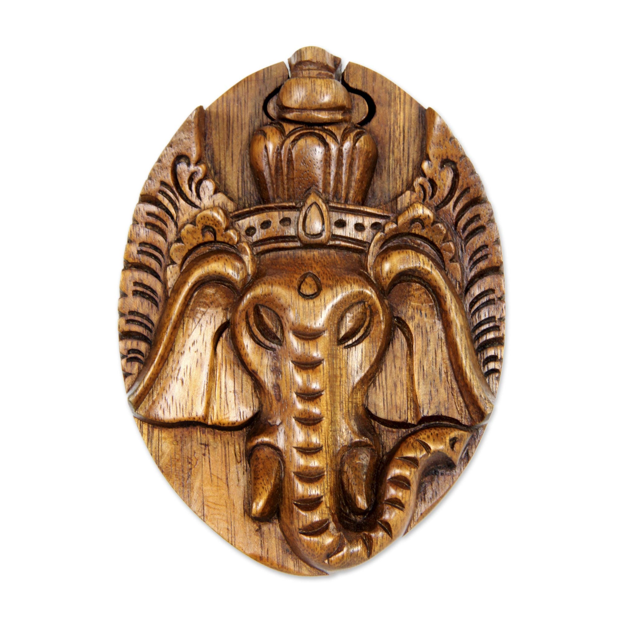 Premium Hand-Carved Ganesha Puzzle Box – Balinese Suar Wood Treasure Chest