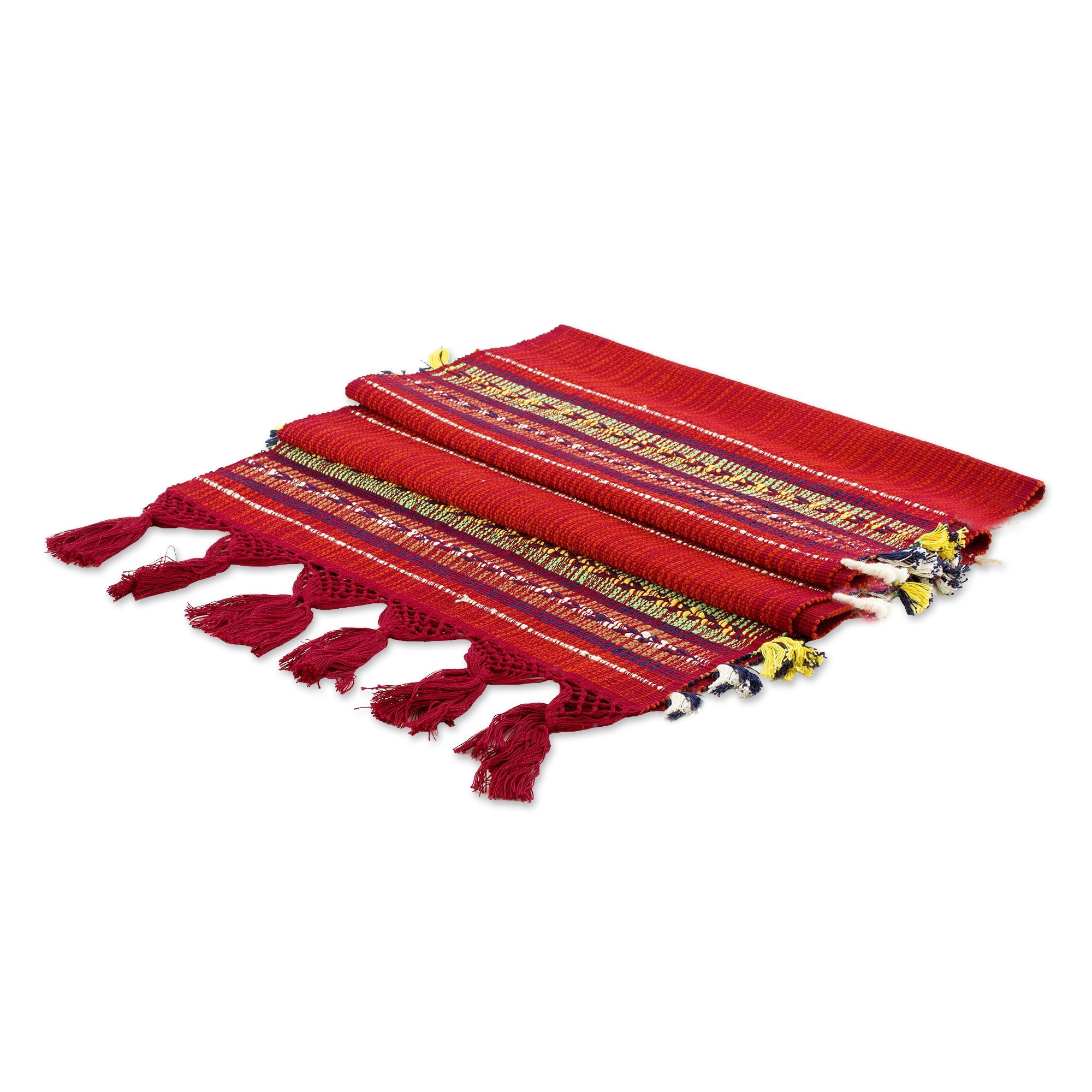 Premium Highland Paths Red Cotton Table Runner - Handwoven Elegance
