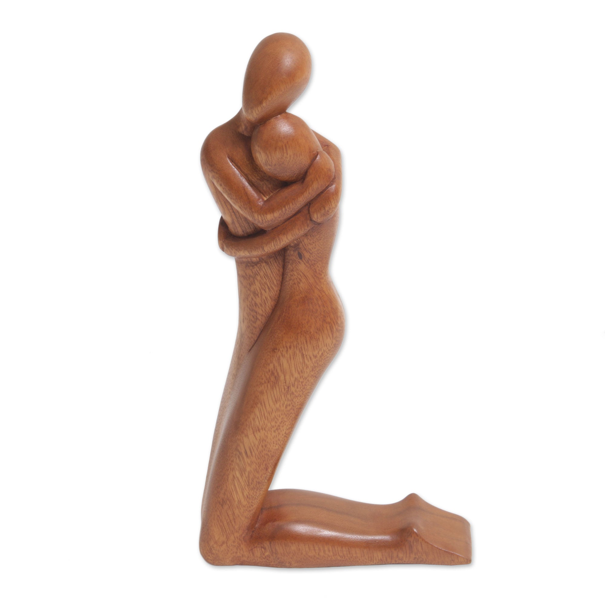 Premium Handcrafted 'Together in Love' Suar Wood Sculpture - Timeless Bali Artistry