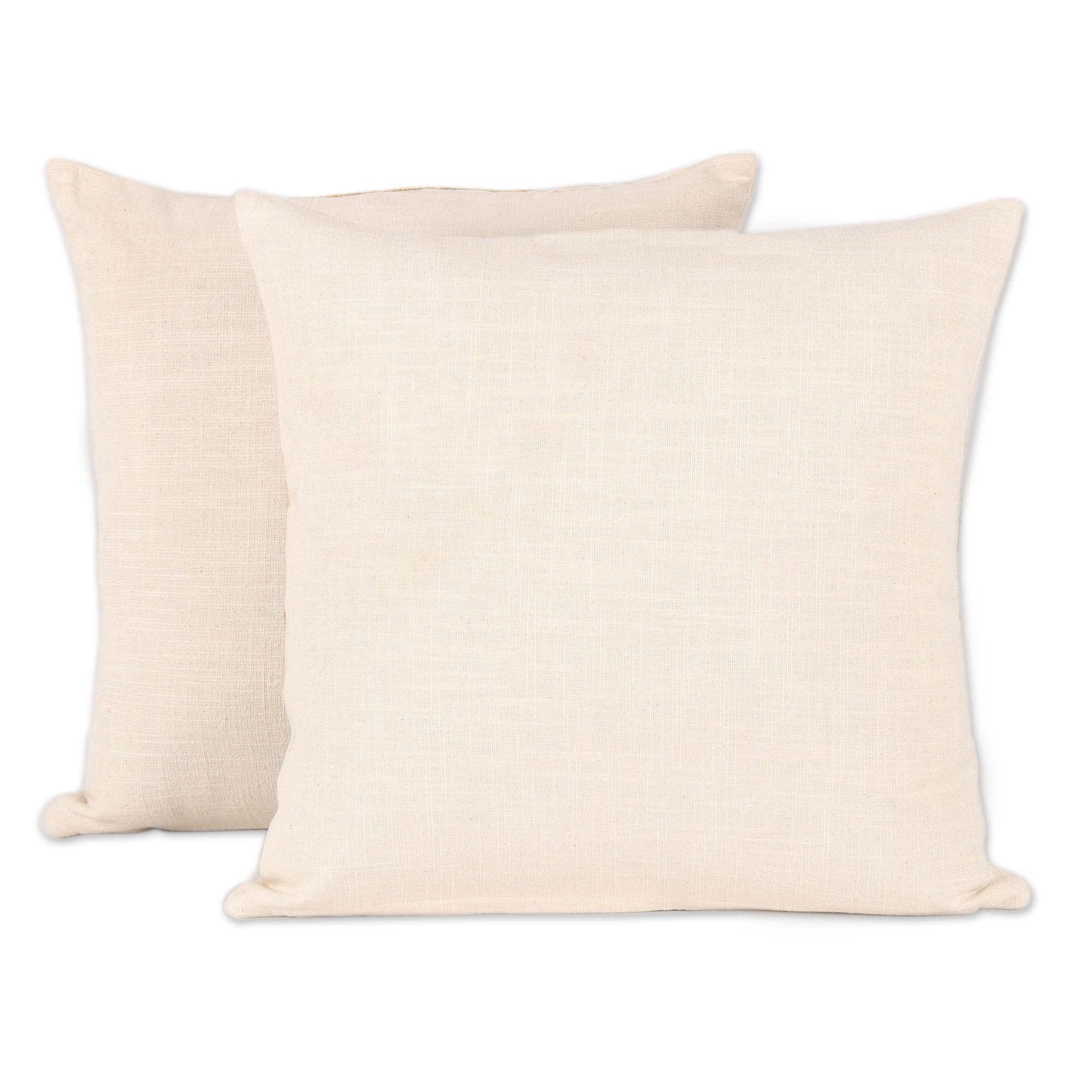 Premium Abstract Embroidered Cotton Cushion Covers (Pair) - Vibrant Evening Design