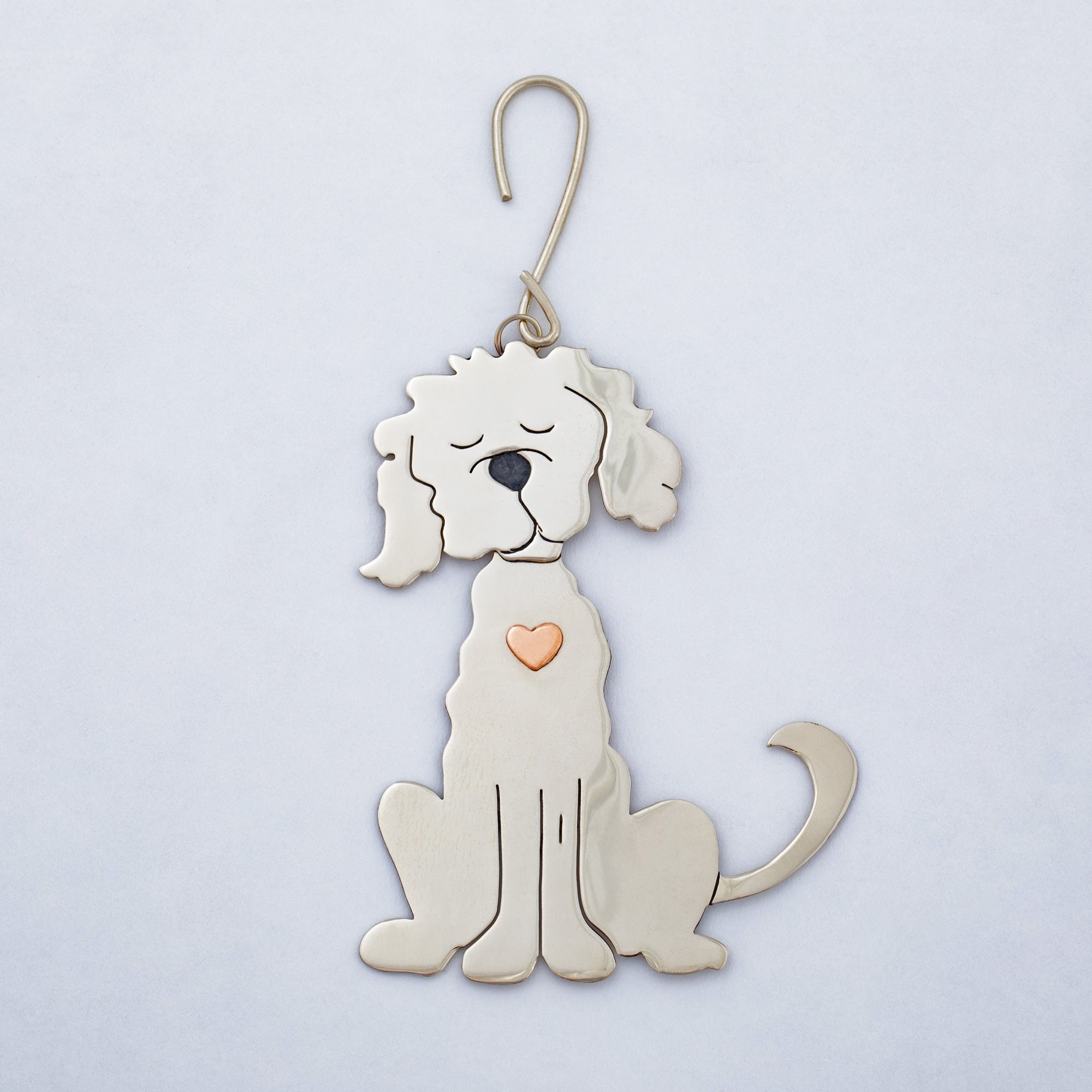 Premium Fluffy Dog Mixed Metal Ornament - Handmade Holiday Decor