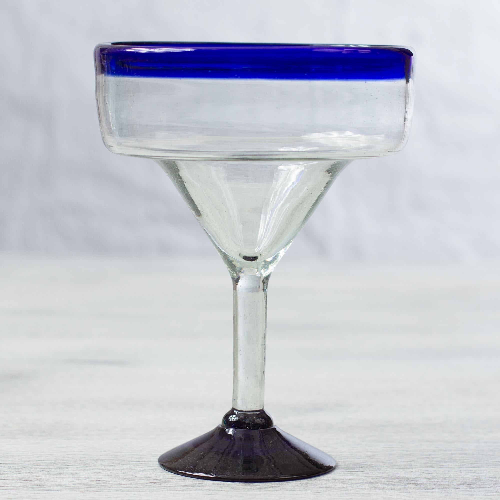 Premium Cobalt Blue Eco-Friendly Hand Blown Margarita Glasses - Set of 6