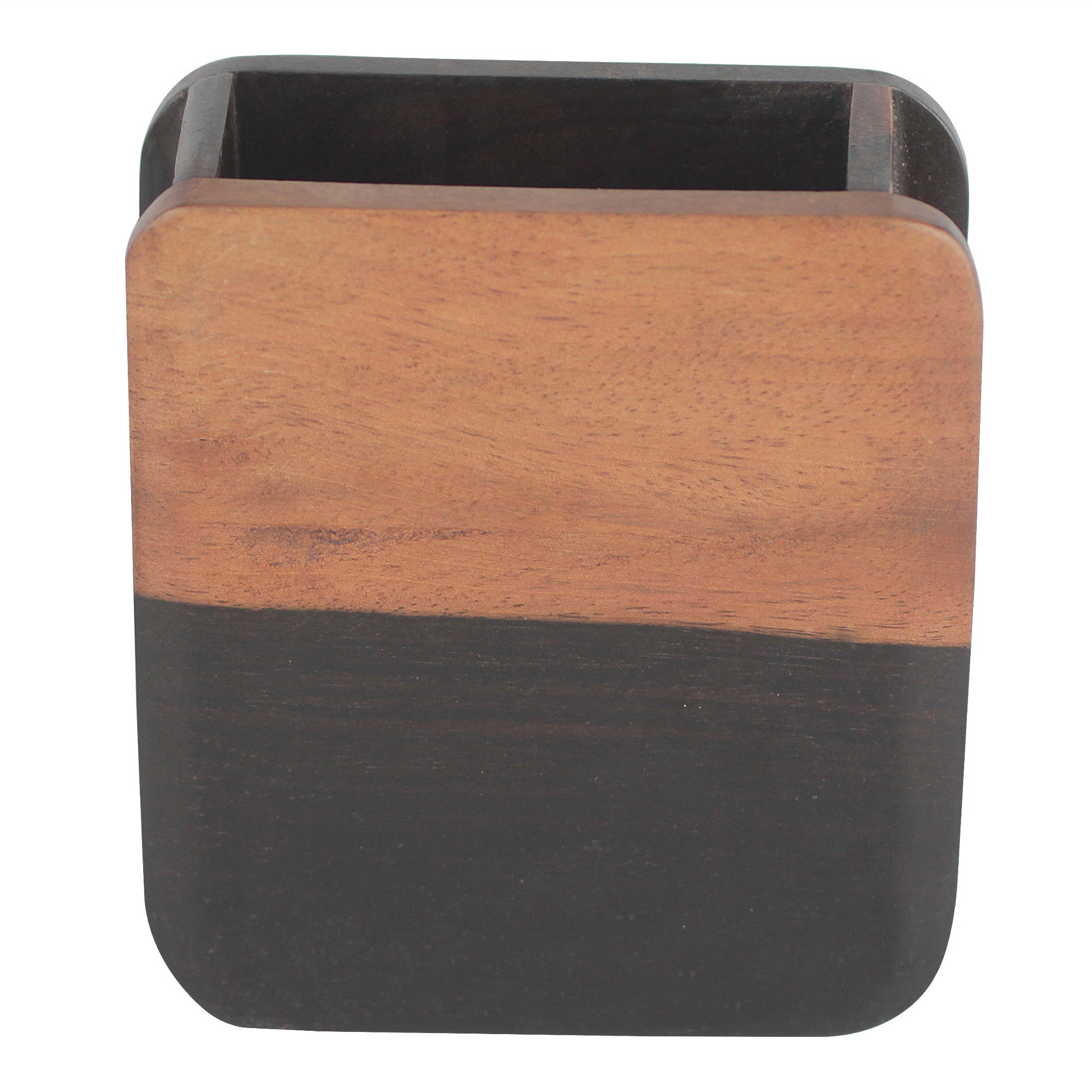 Premium Hand-Carved Ebony Wood Pencil Holder – Modern Nature Design