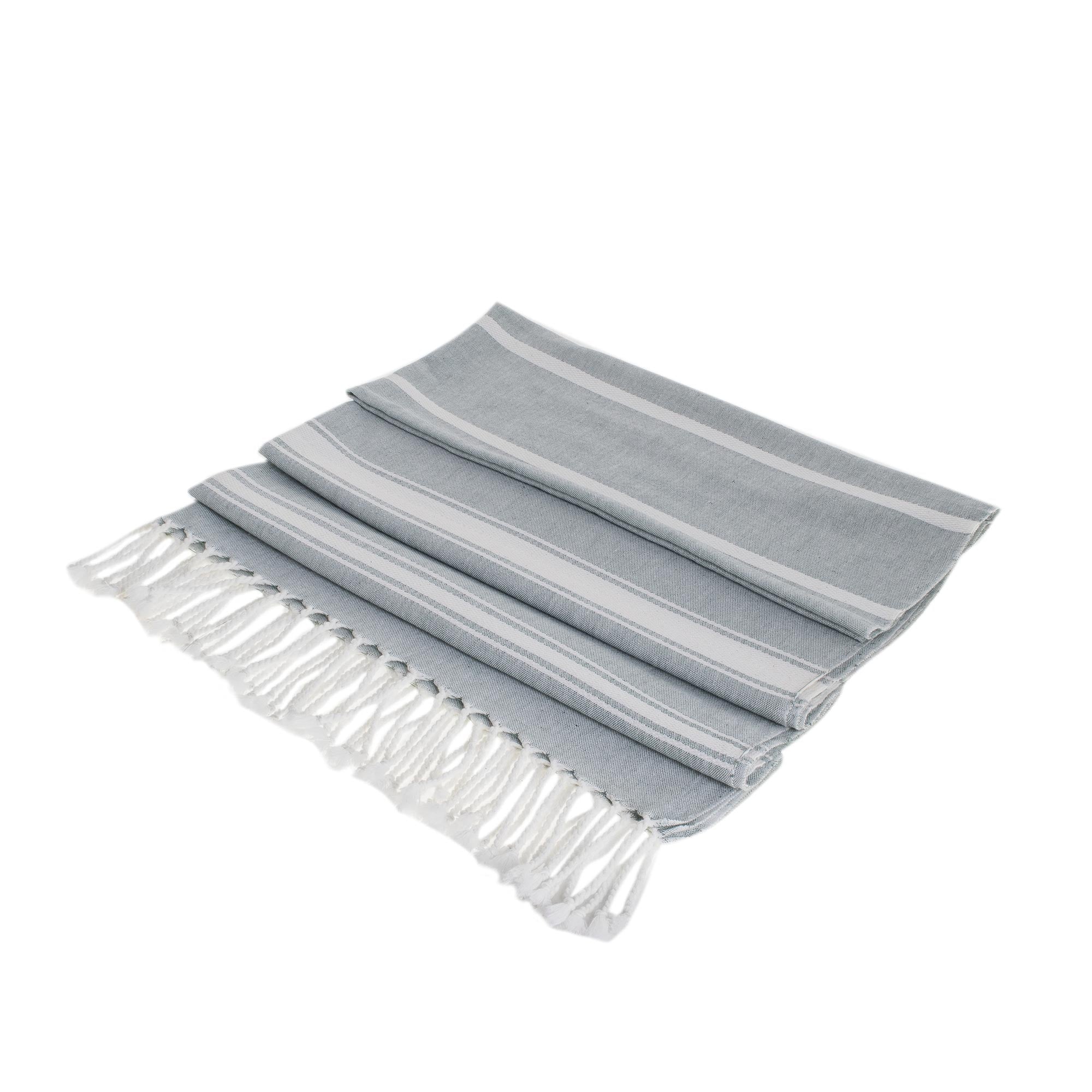 Premium Celadon Striped Cotton Beach Towel – Handwoven in Guatemala