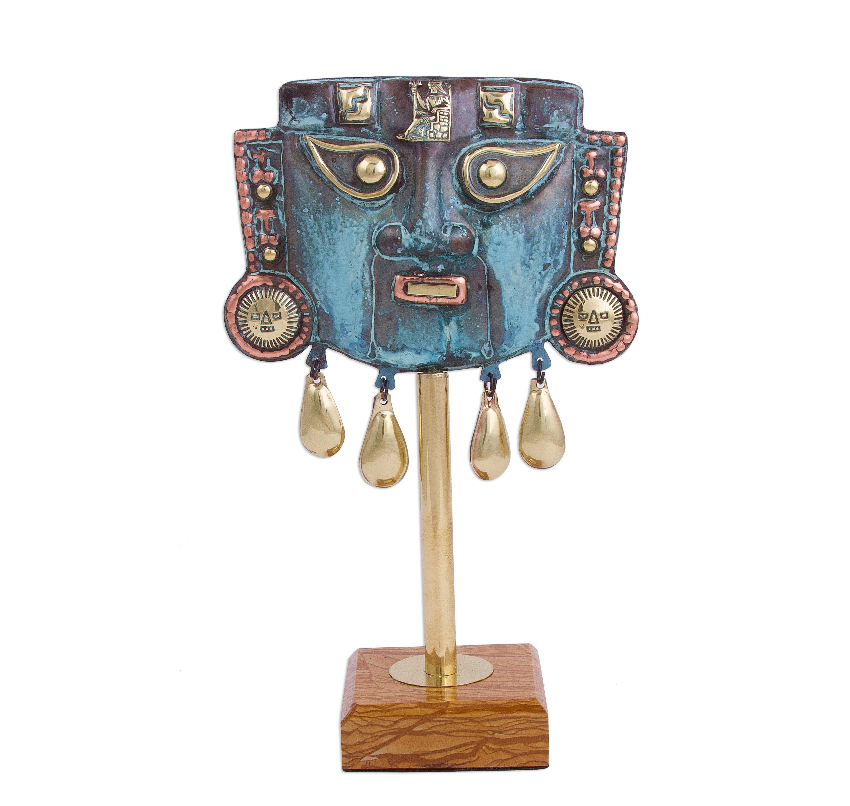Premium Oxidized Copper Royal Funeral Mask Statuette
