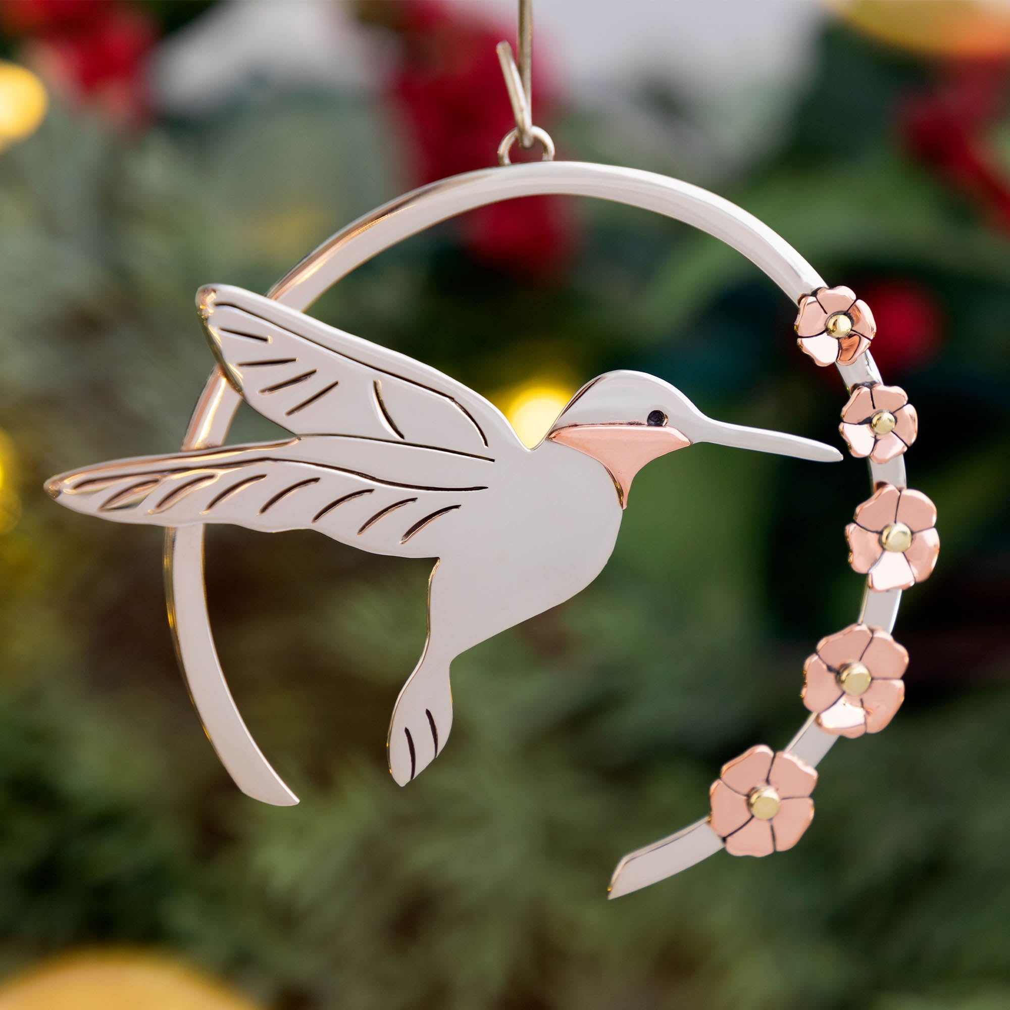 Premium Mixed Metal Hummingbird Ornament - Handcrafted in Mexico