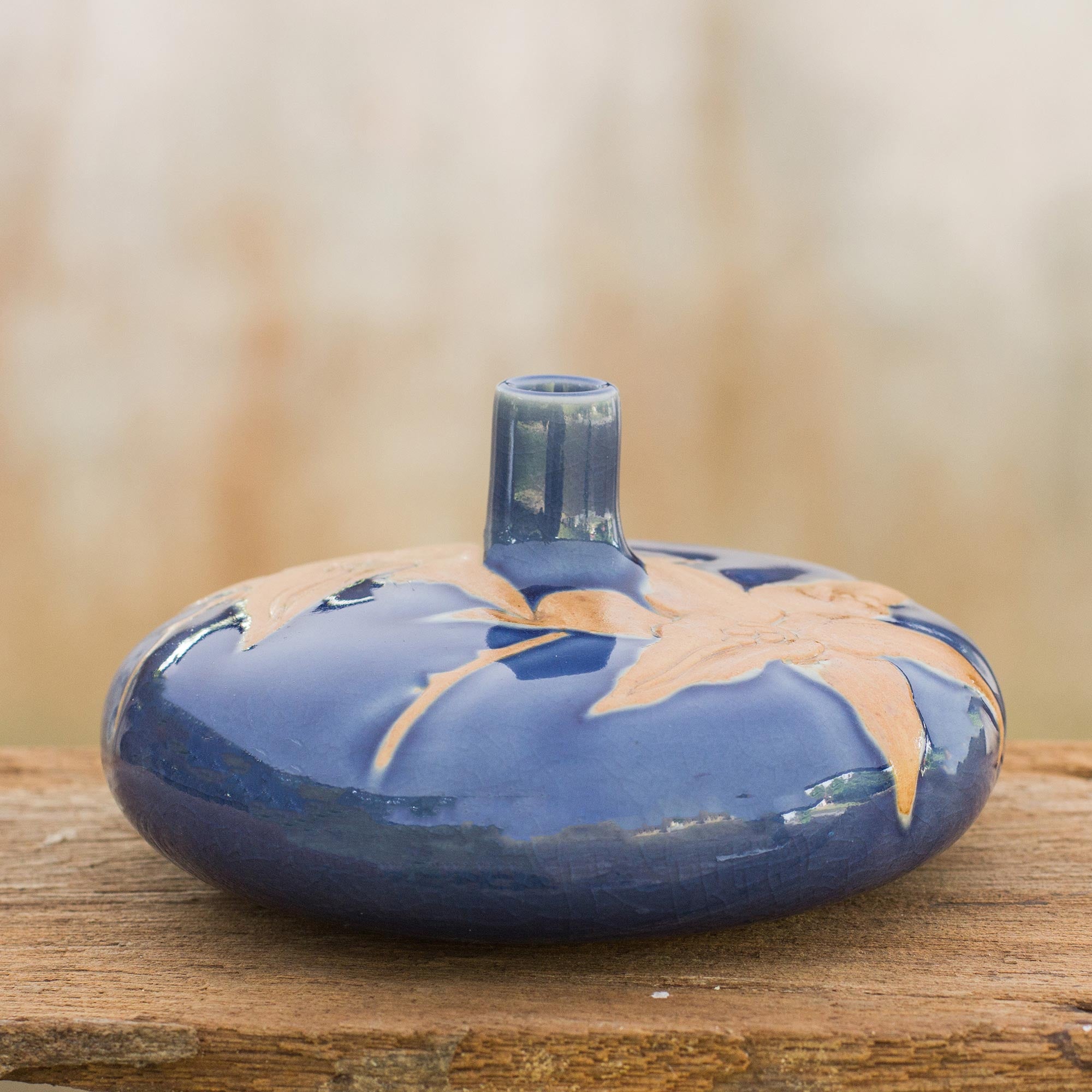 Premium Blue Valley Lily Floral Ceramic Vase - Handcrafted Elegance