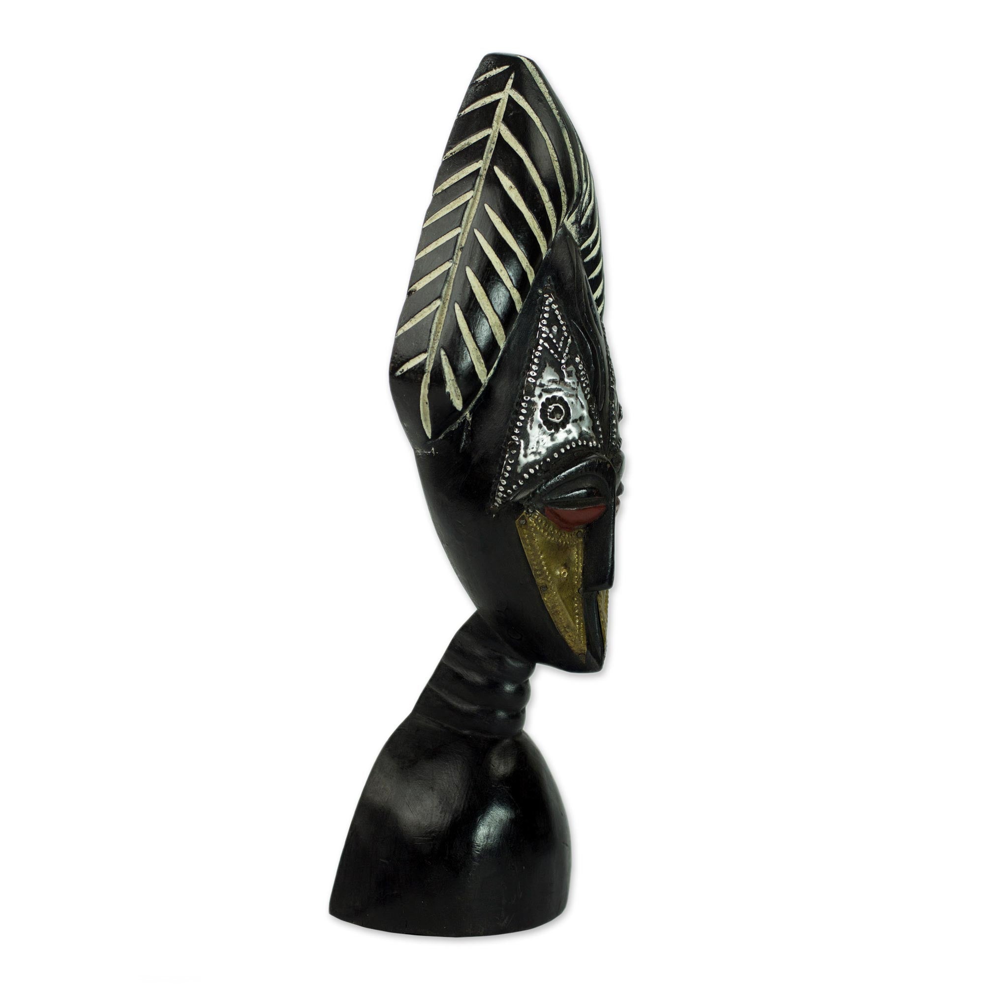 Premium Yaa Asantewaa Hand-Carved Sese Wood Mask Sculpture – Authentic Ghanaian Art
