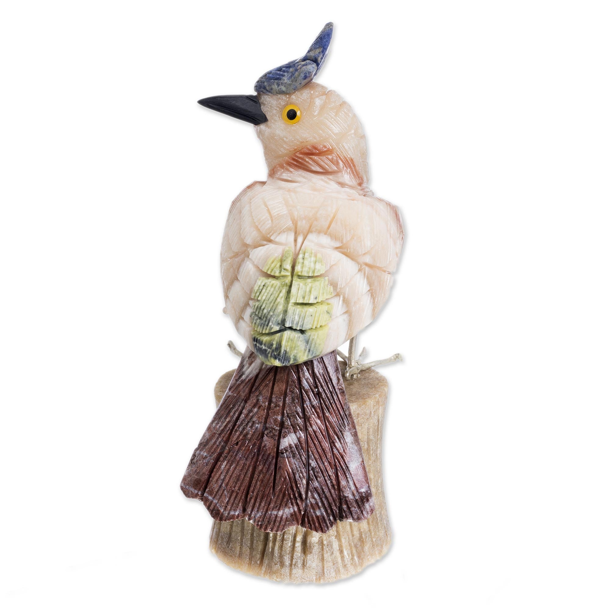 Premium Blue Crested Bird Sculpture - Handcrafted Artistry