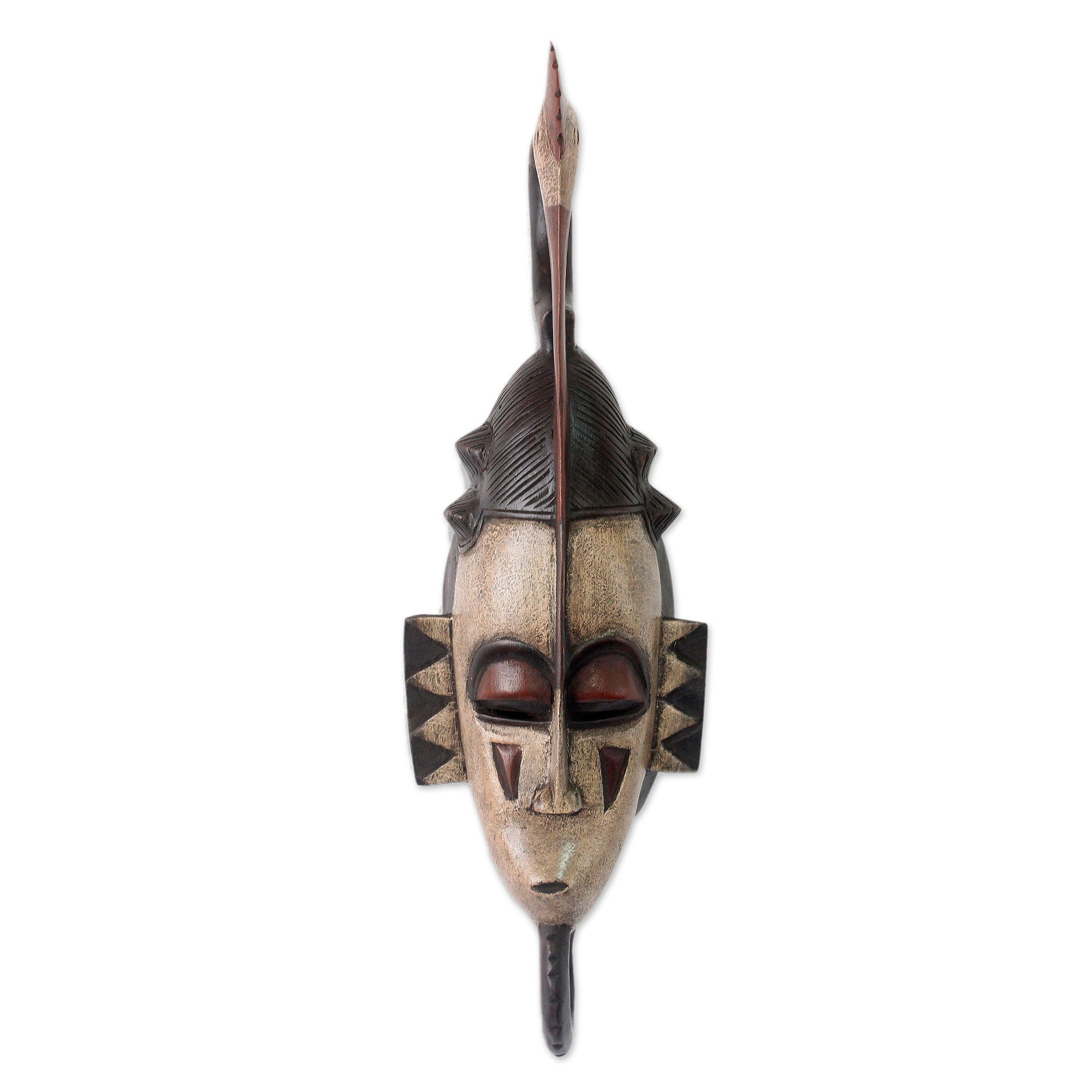 Premium Hand-Carved Guro Tribal African Mask - Ivoirian Avian Grace